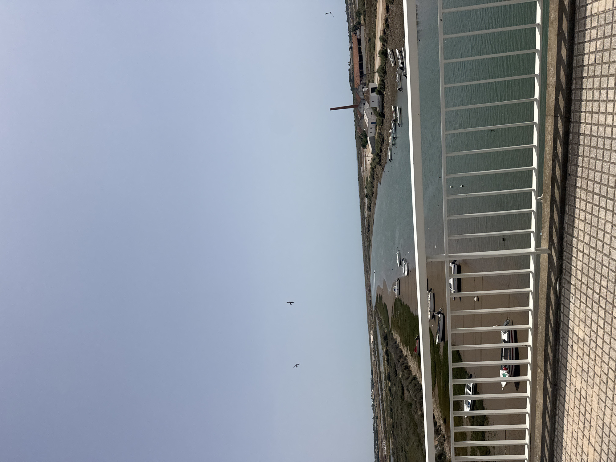 Elevated waterfront view documented from building balcony