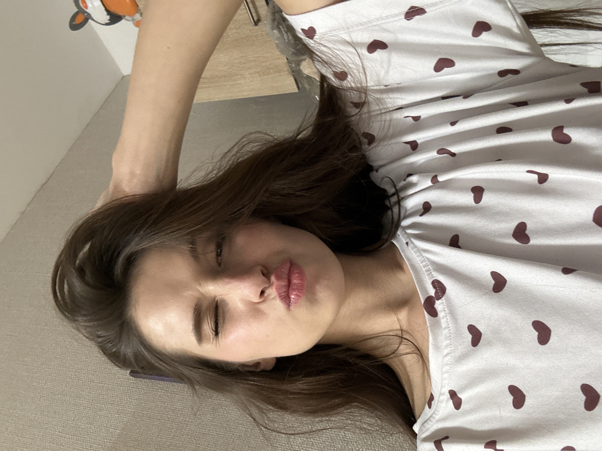 Woman relaxes at home in Yekaterinburg apartment