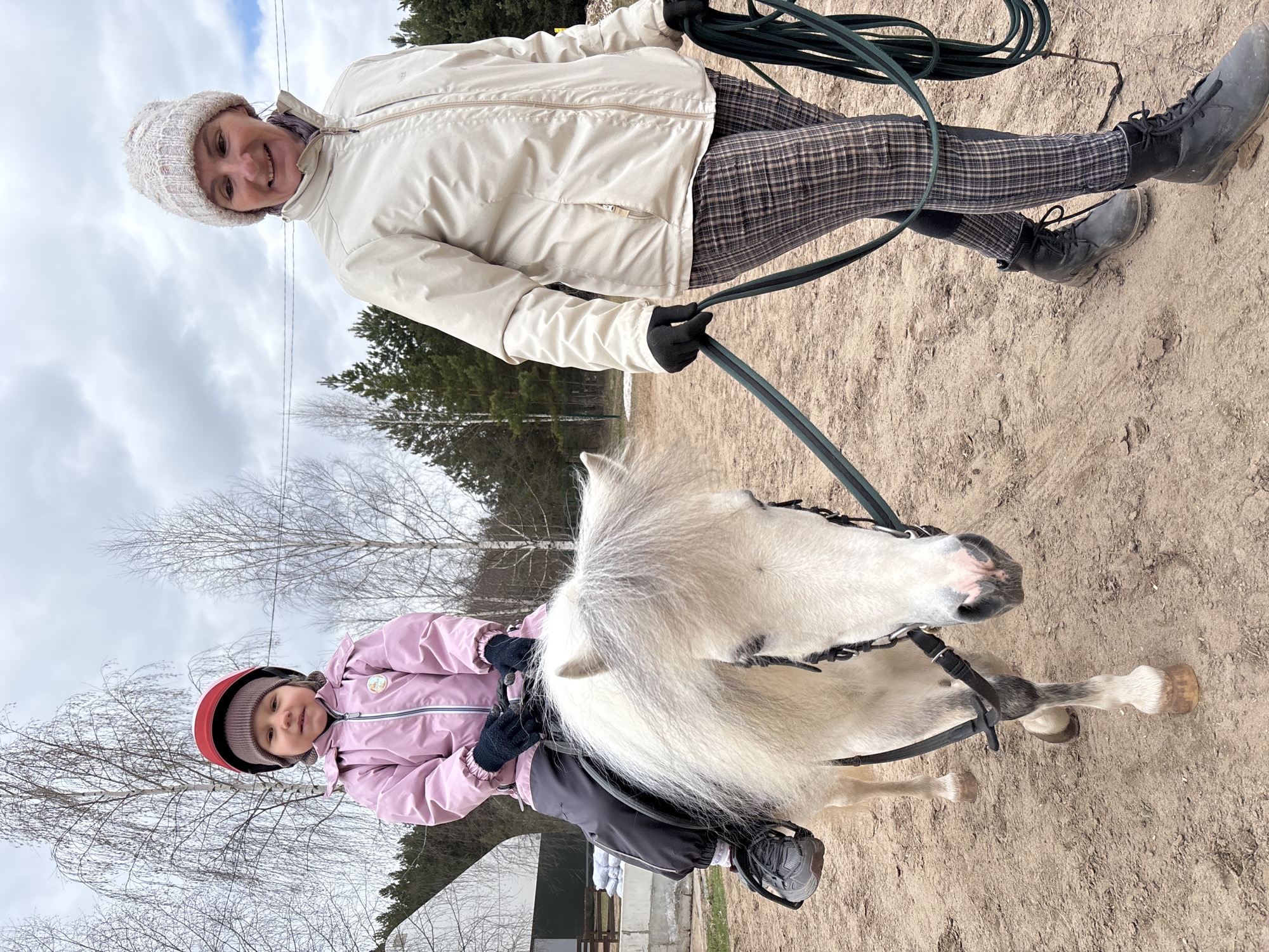 Morning horse riding activities documented at Russian equestrian facility