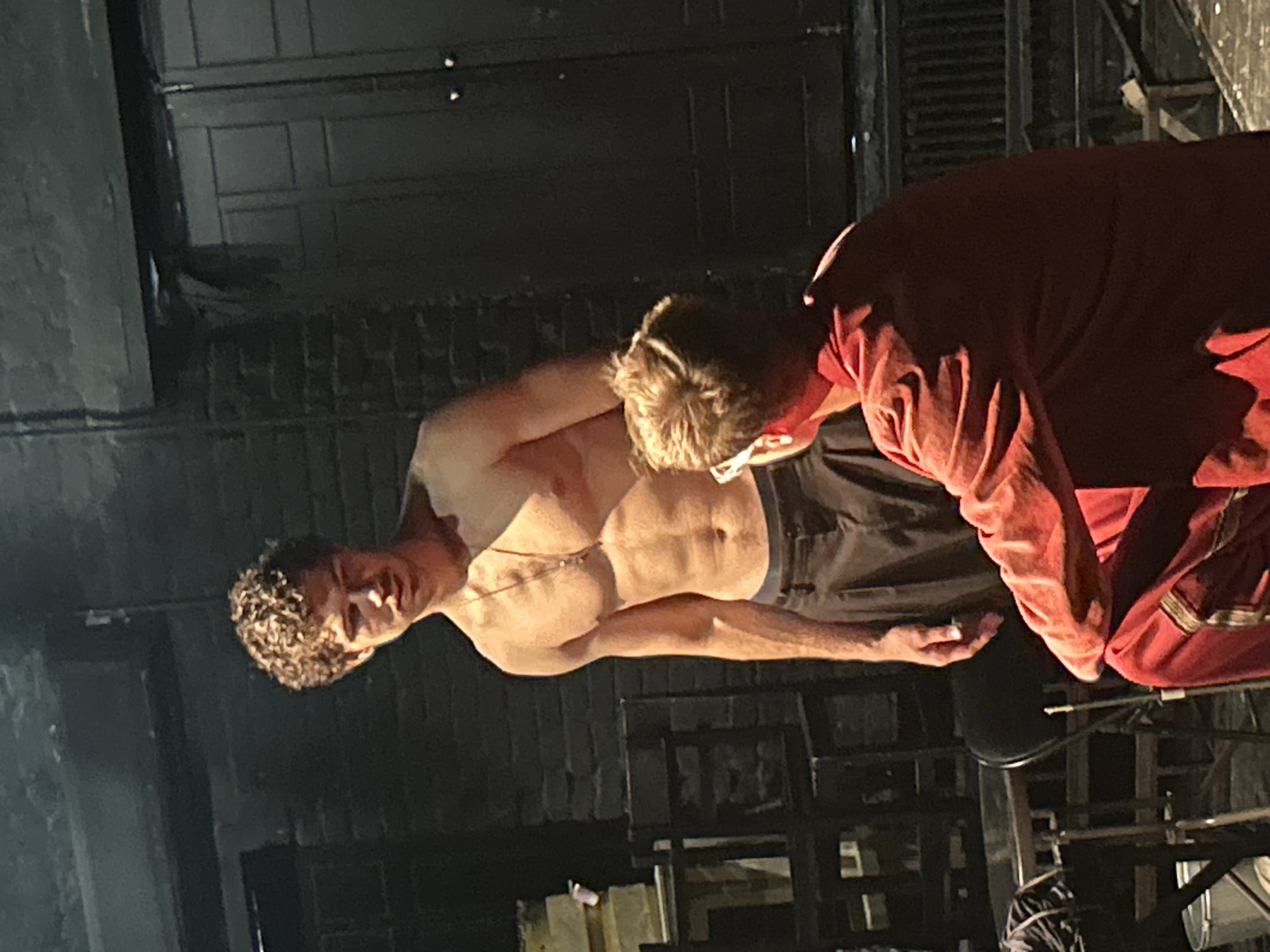 Backstage and onstage moments during a theater rehearsal session