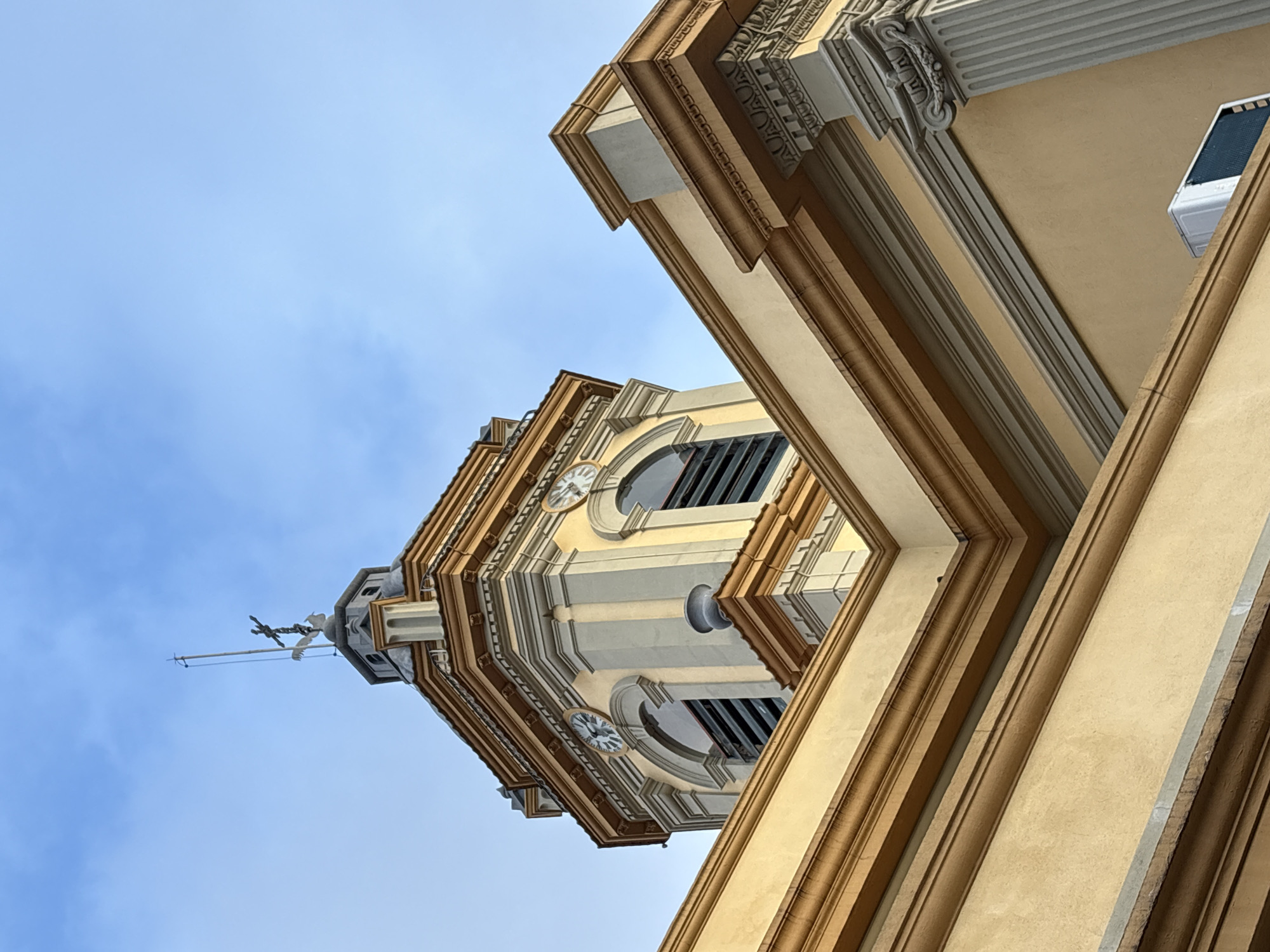 São Paulo's historic church facades shot up close on a July afternoon