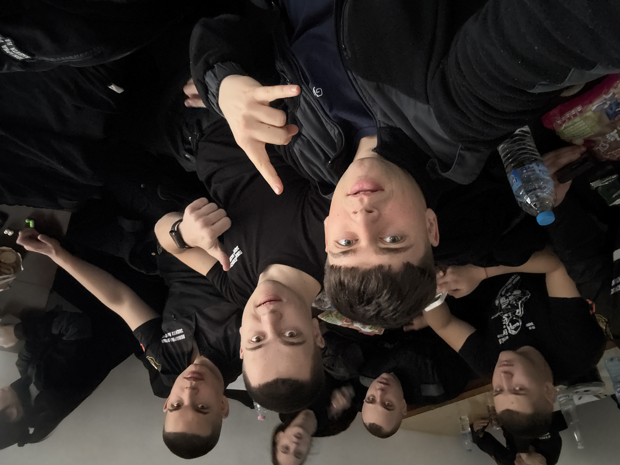 Young men take group selfie in Sofia