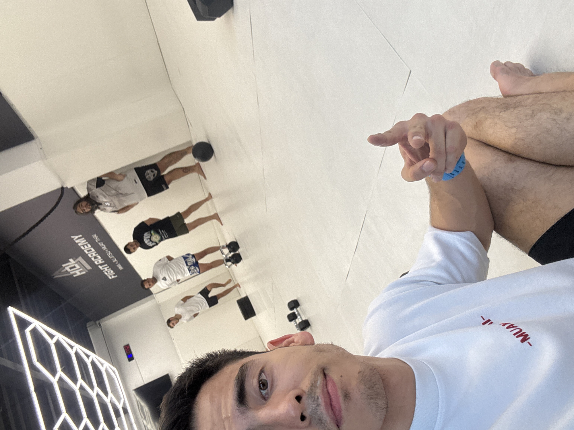 Man takes selfie at Muay Thai academy in Mexico City