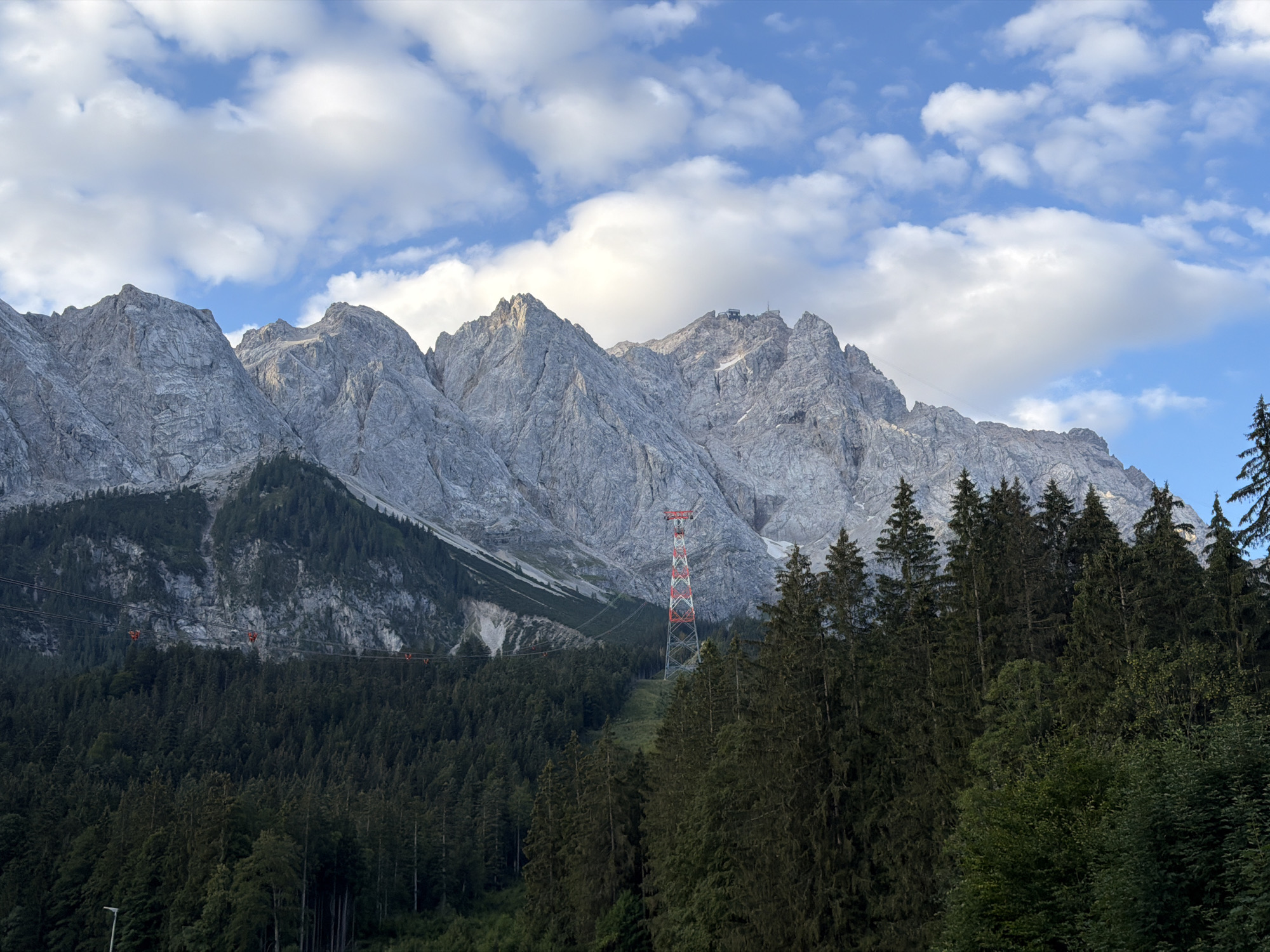 Morning views around the Zugspitze cable car station in Grainau