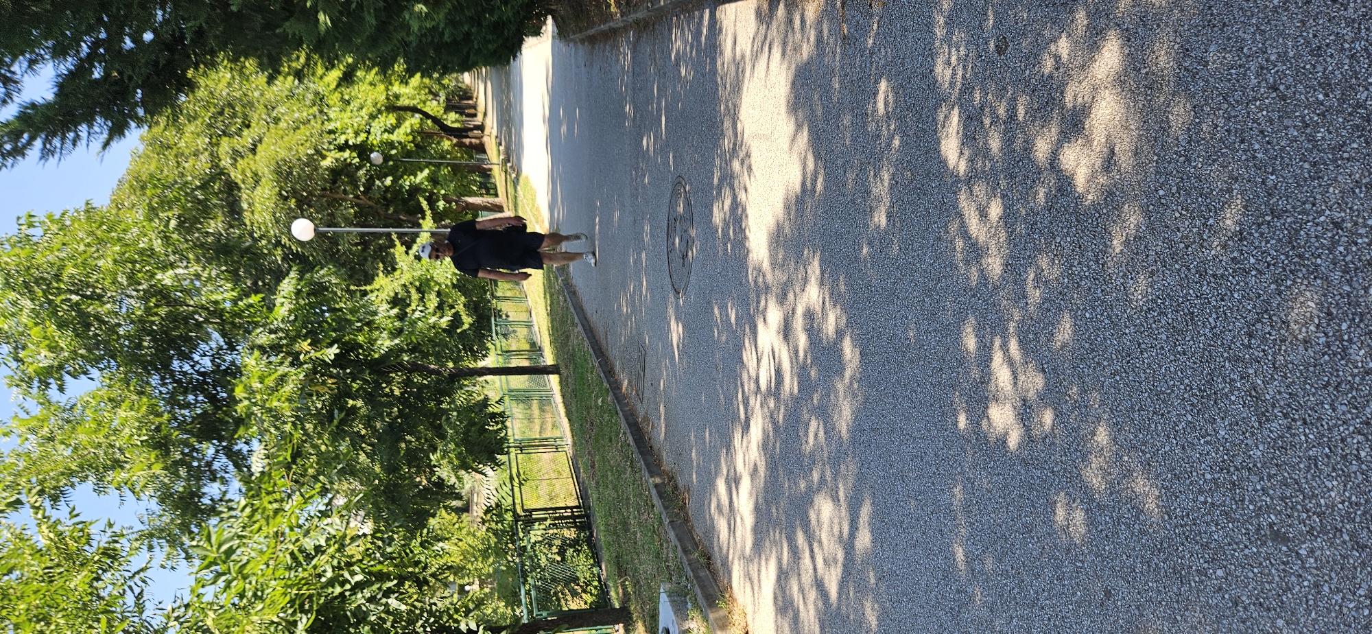 Summer morning stroll through a tree-lined Blagoevgrad park