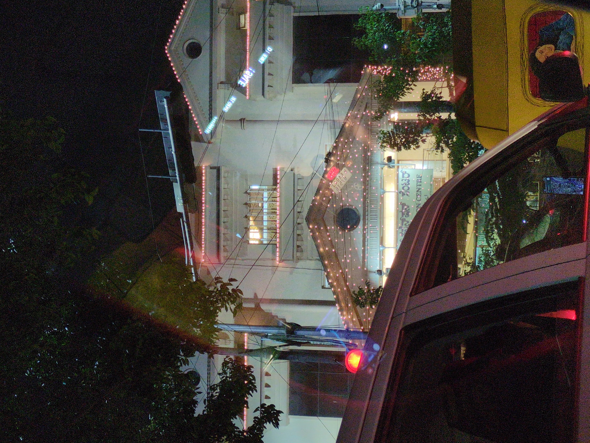 Illuminated Building With Festival Lights Observed in Bengaluru