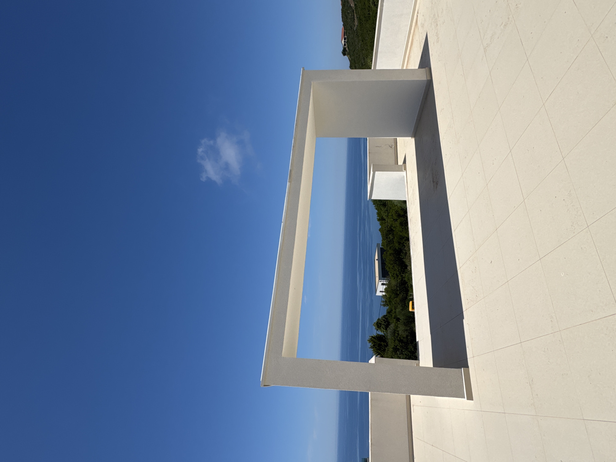 Rooftop terrace frames Adriatic views from Krimovice hillside