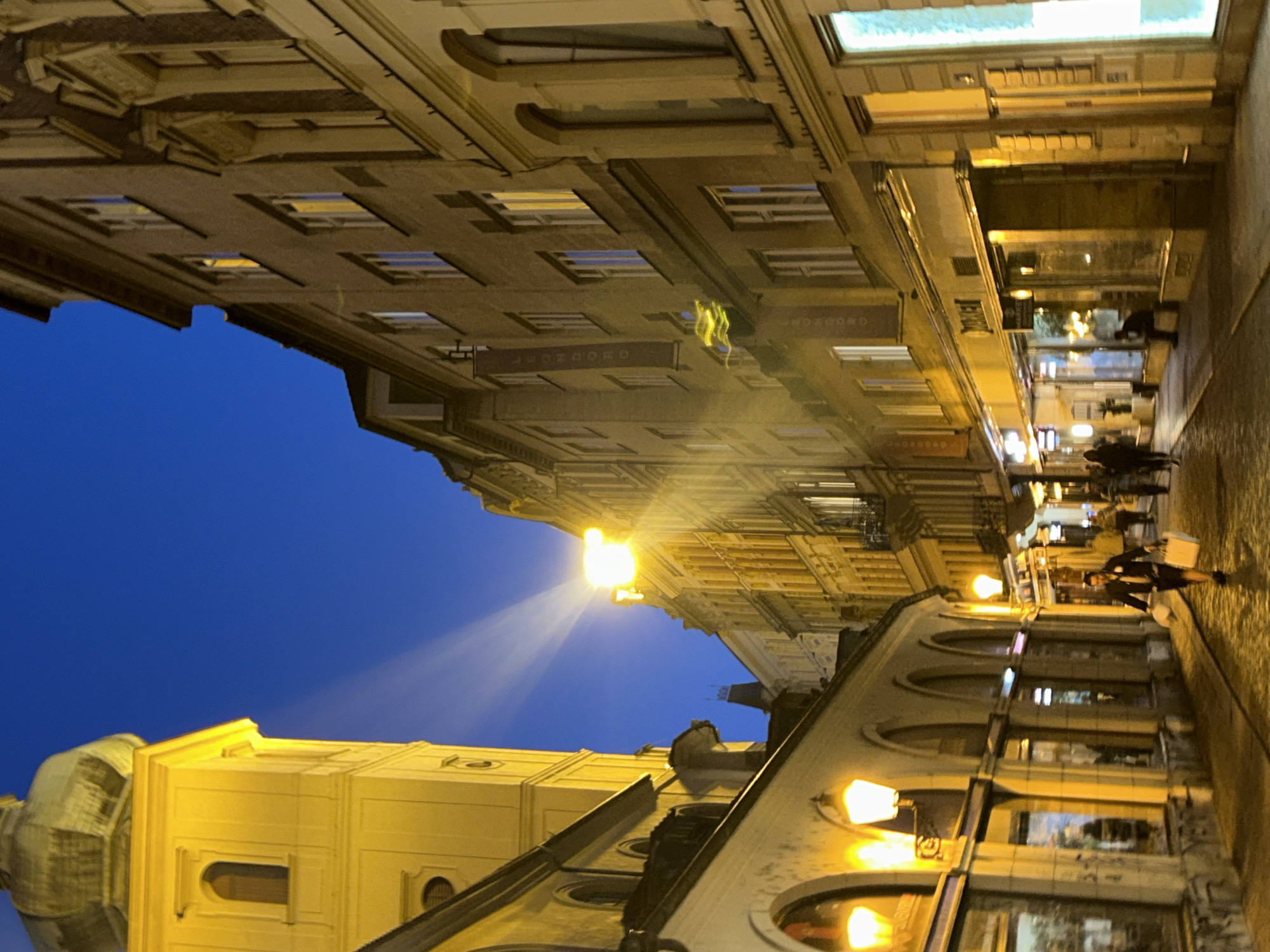 Evening architectural tour documented through Prague's historic streets