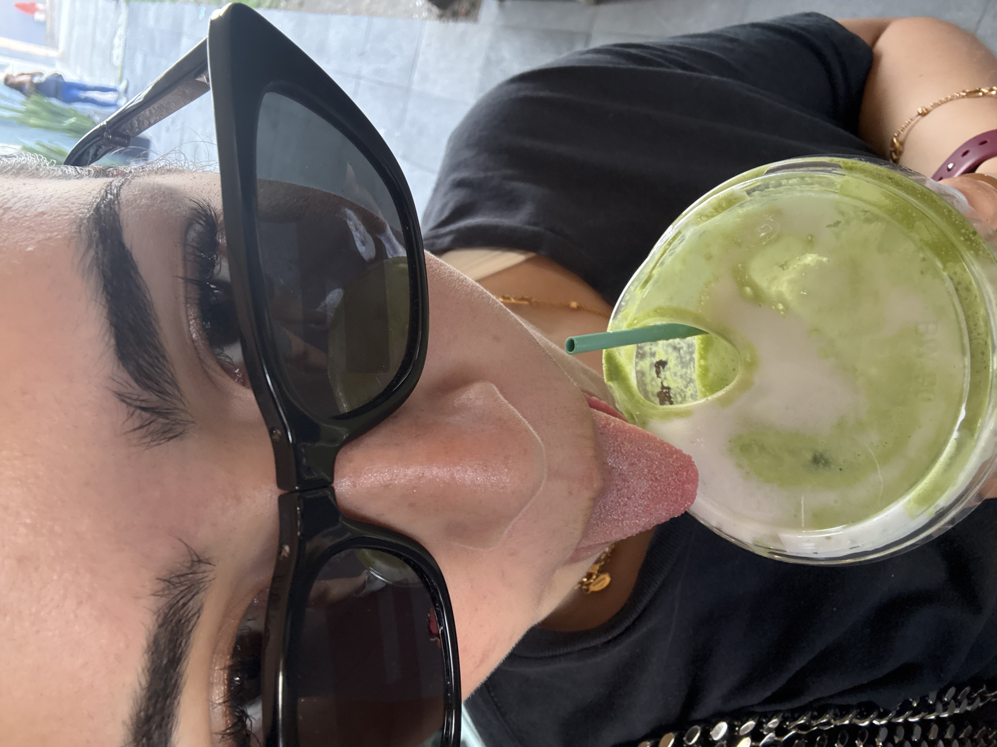 Social gathering at Puebla juice bar features green drinks, selfies