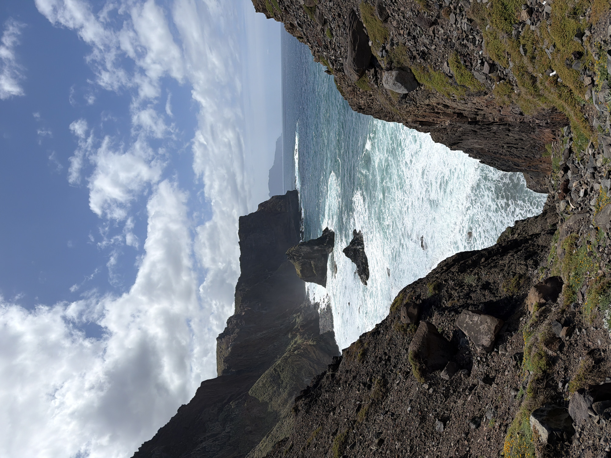 Coastal scene documented from cliffs in Machico, Portugal