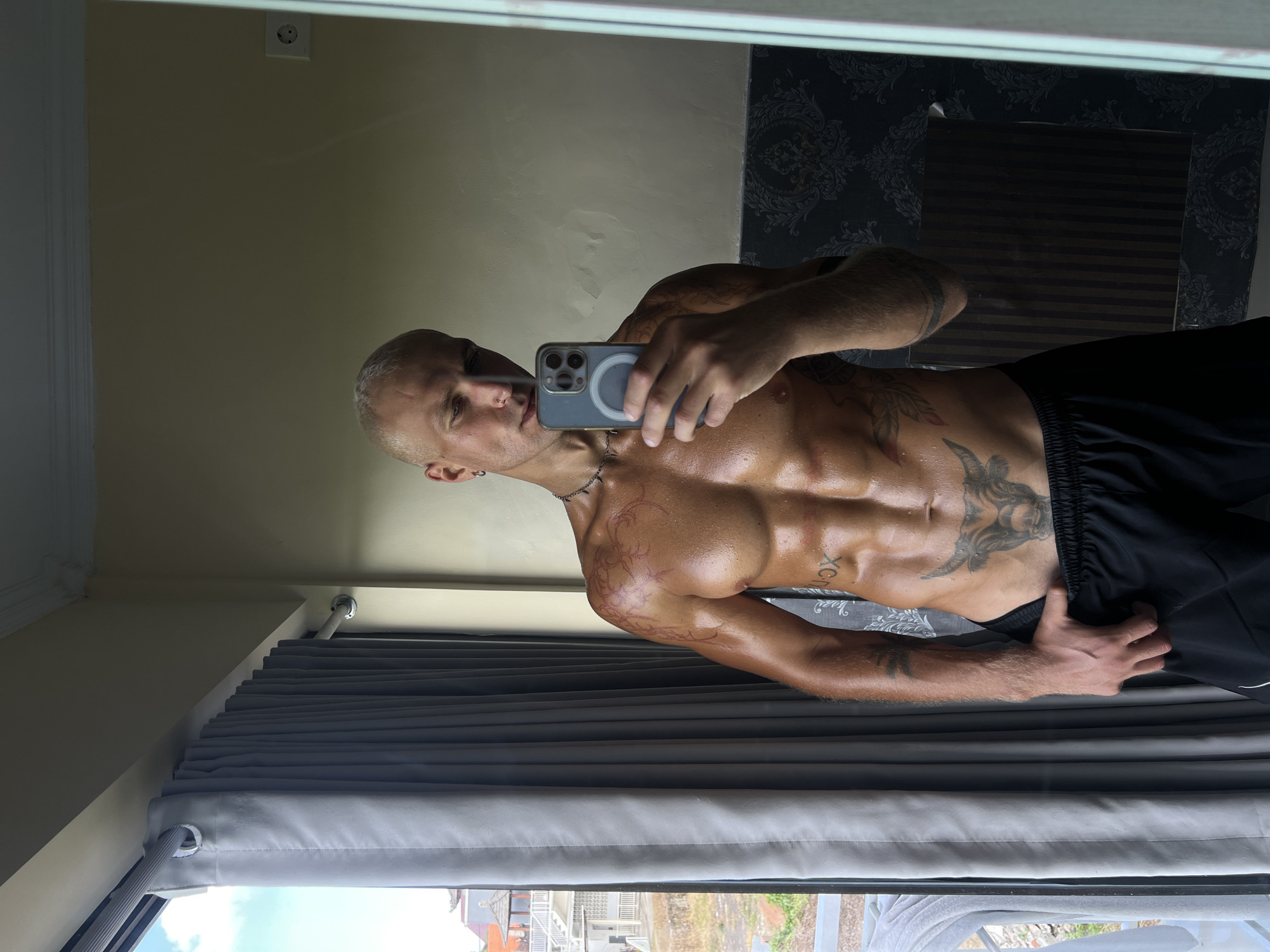 Post-workout selfie session in a North Kuta hotel room