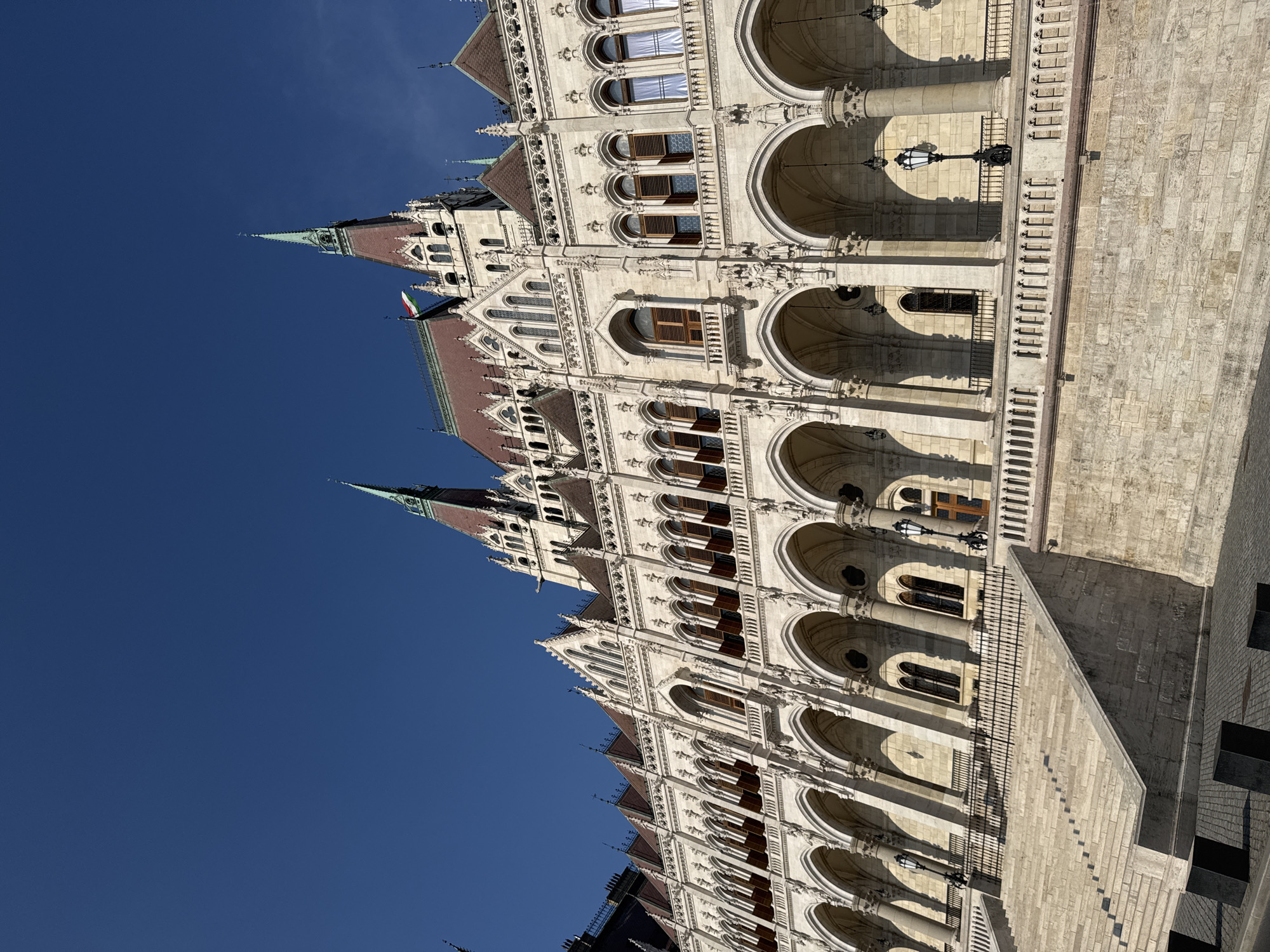 Budapest Parliament and the Danube on a bright summer afternoon
