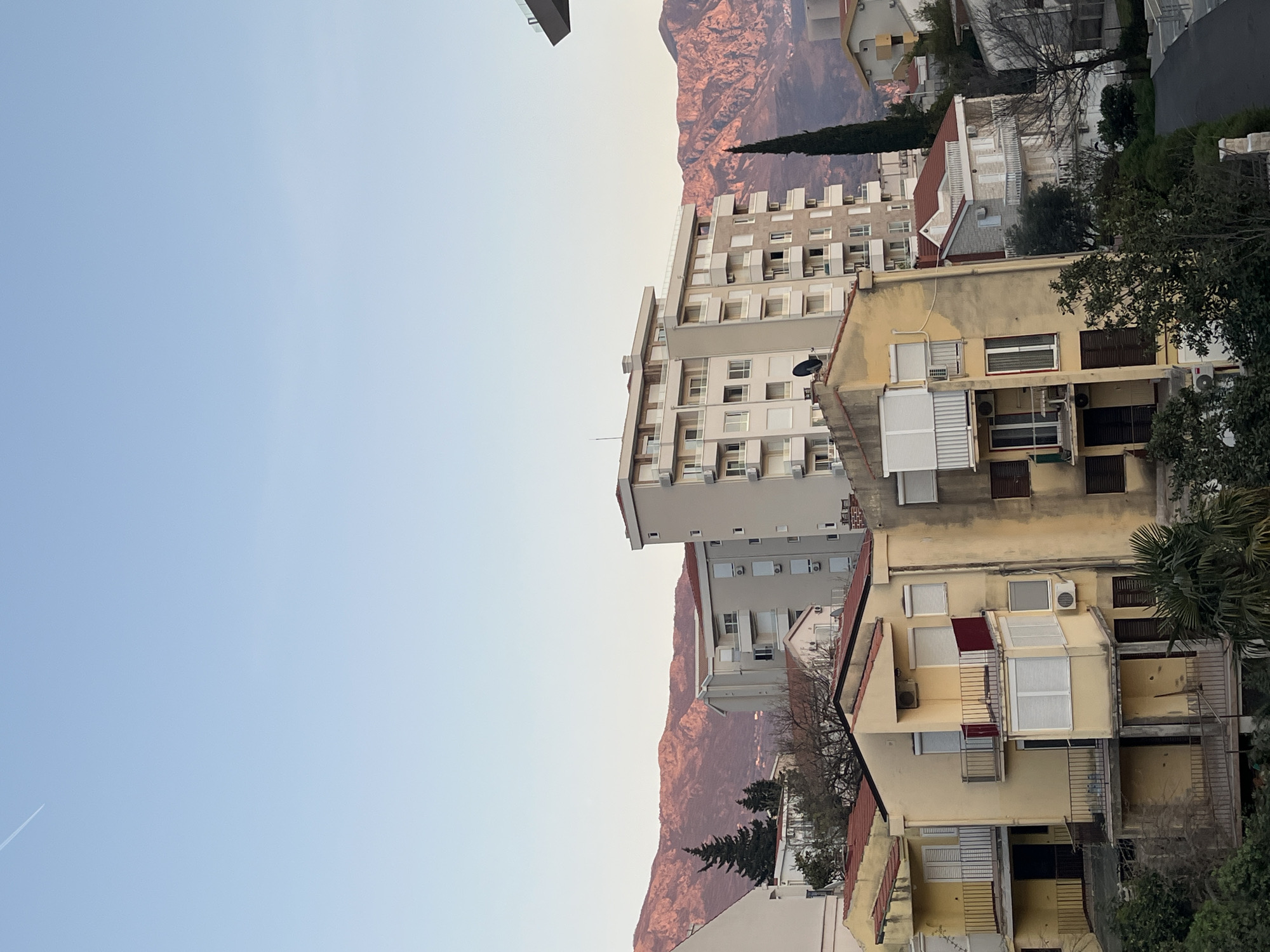 Evening sky and buildings photographed in Boreti, Montenegro