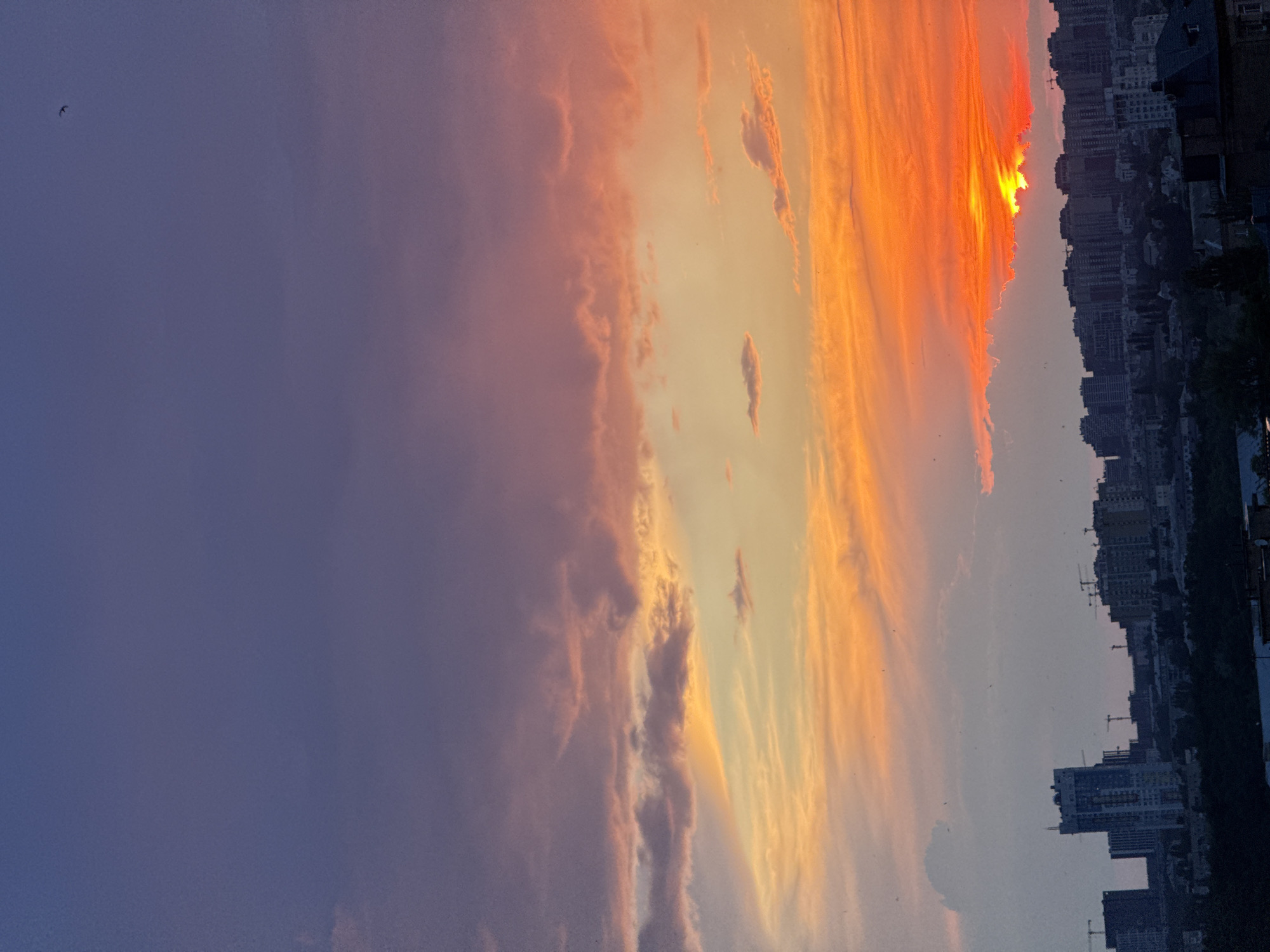 City sunset from multiple angles, plus an elevator selfie