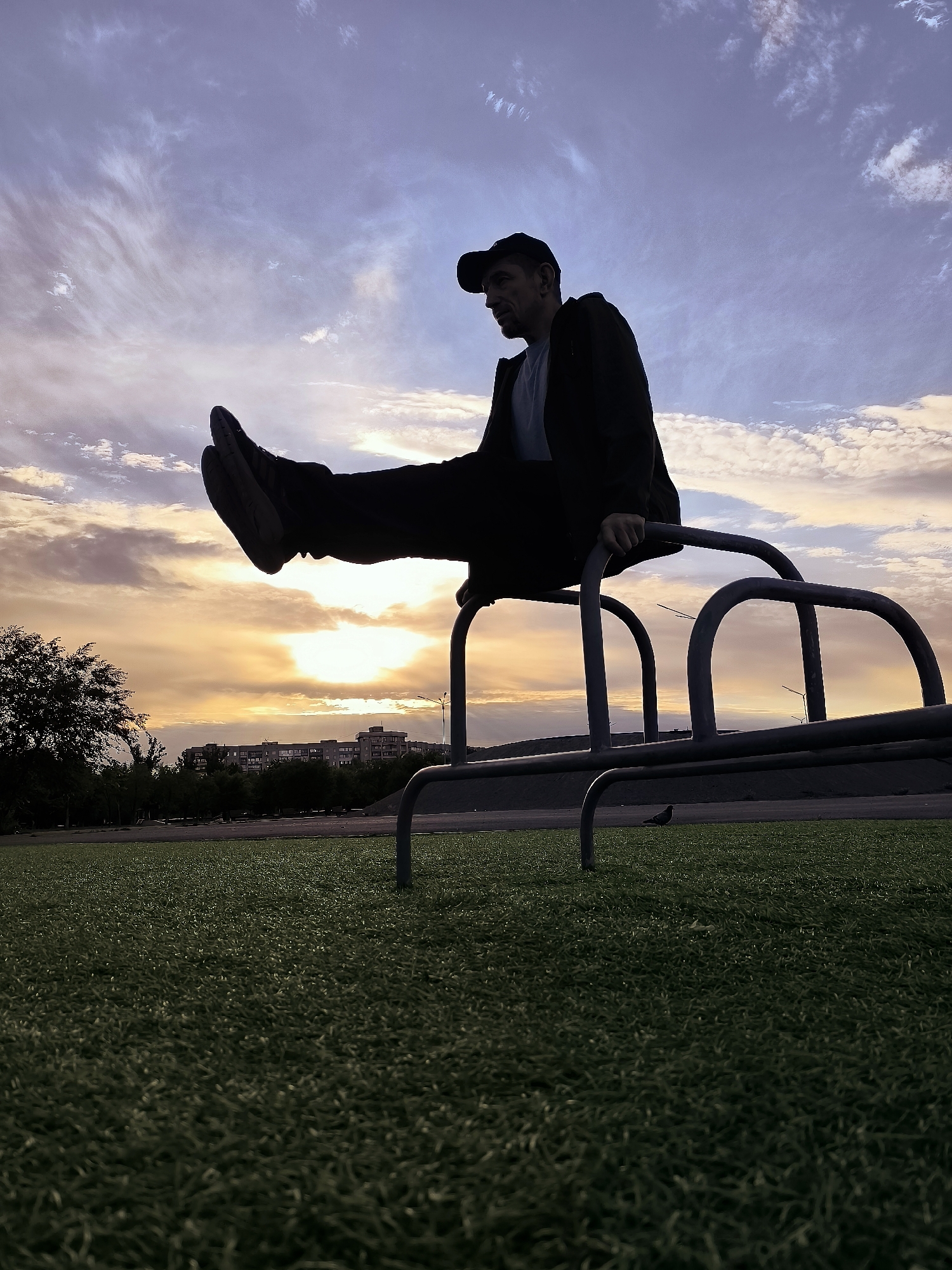 Calisthenics and staff freestyle in a Karaganda park