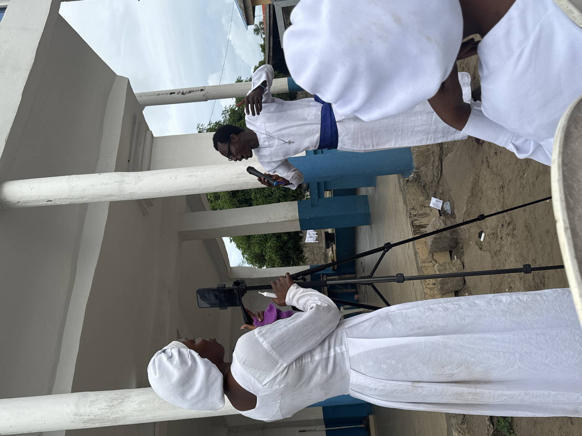 Religious gathering held in Badagry, Nigeria with white-robed attendees