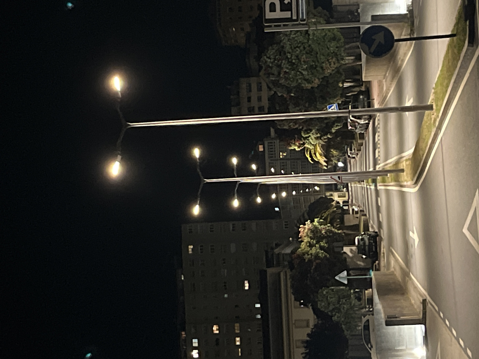 Nighttime street scenes documented in A Coruña, Spain