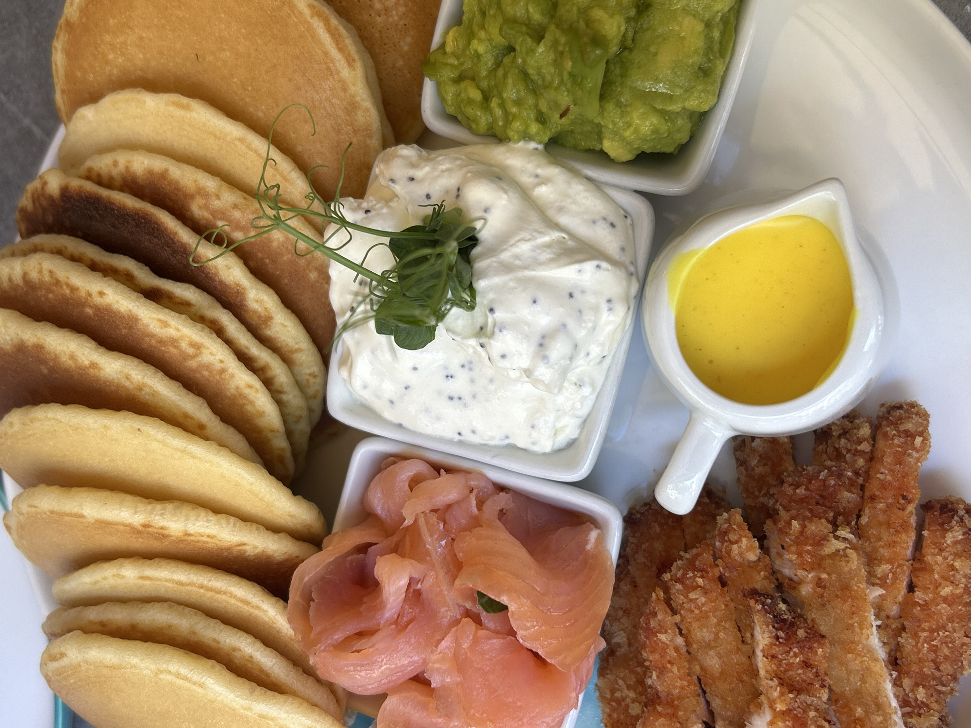Brunch spread at a Sofia café, multiple angles
