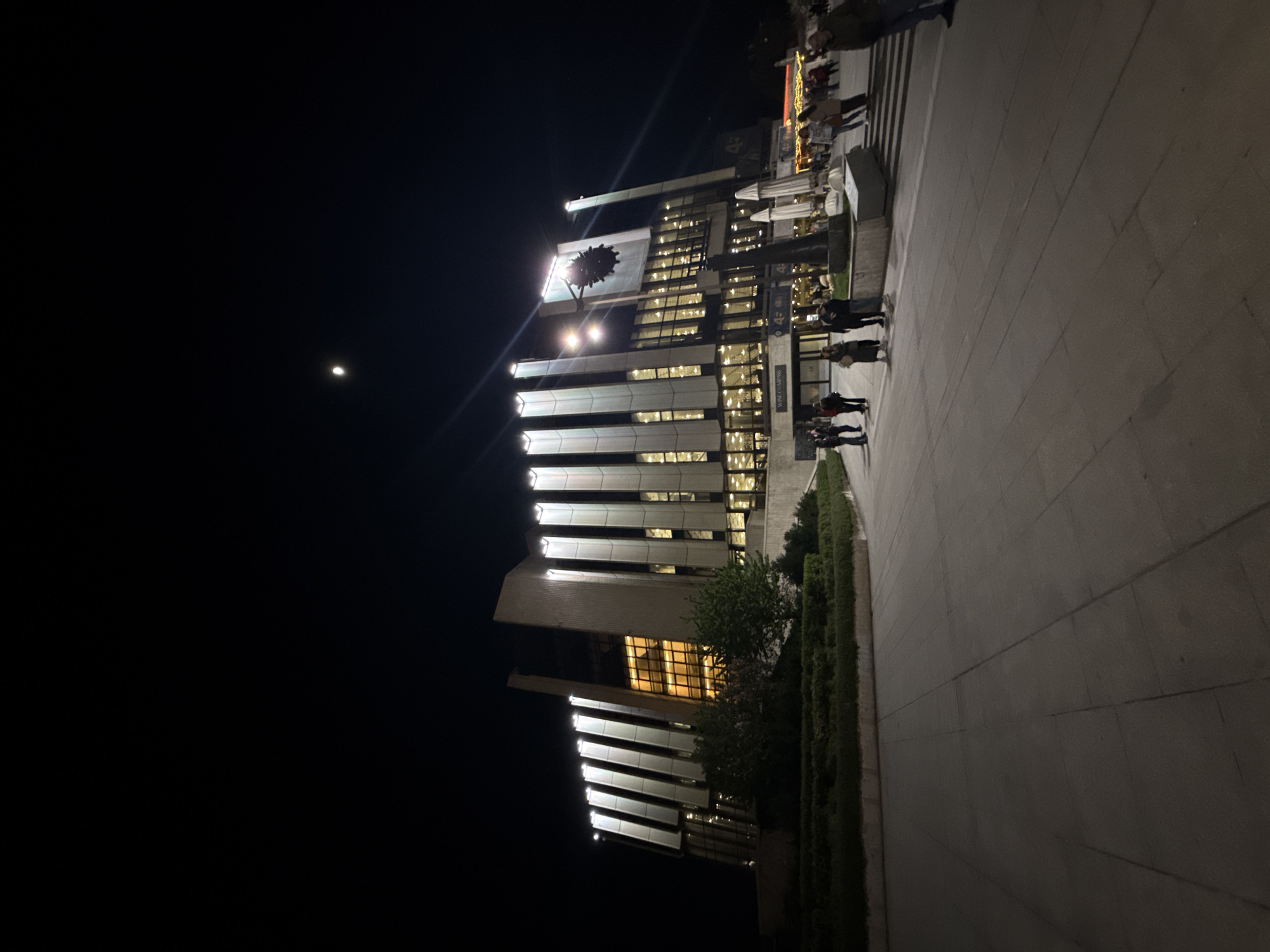 Evening activity documented at modern building in Sofia