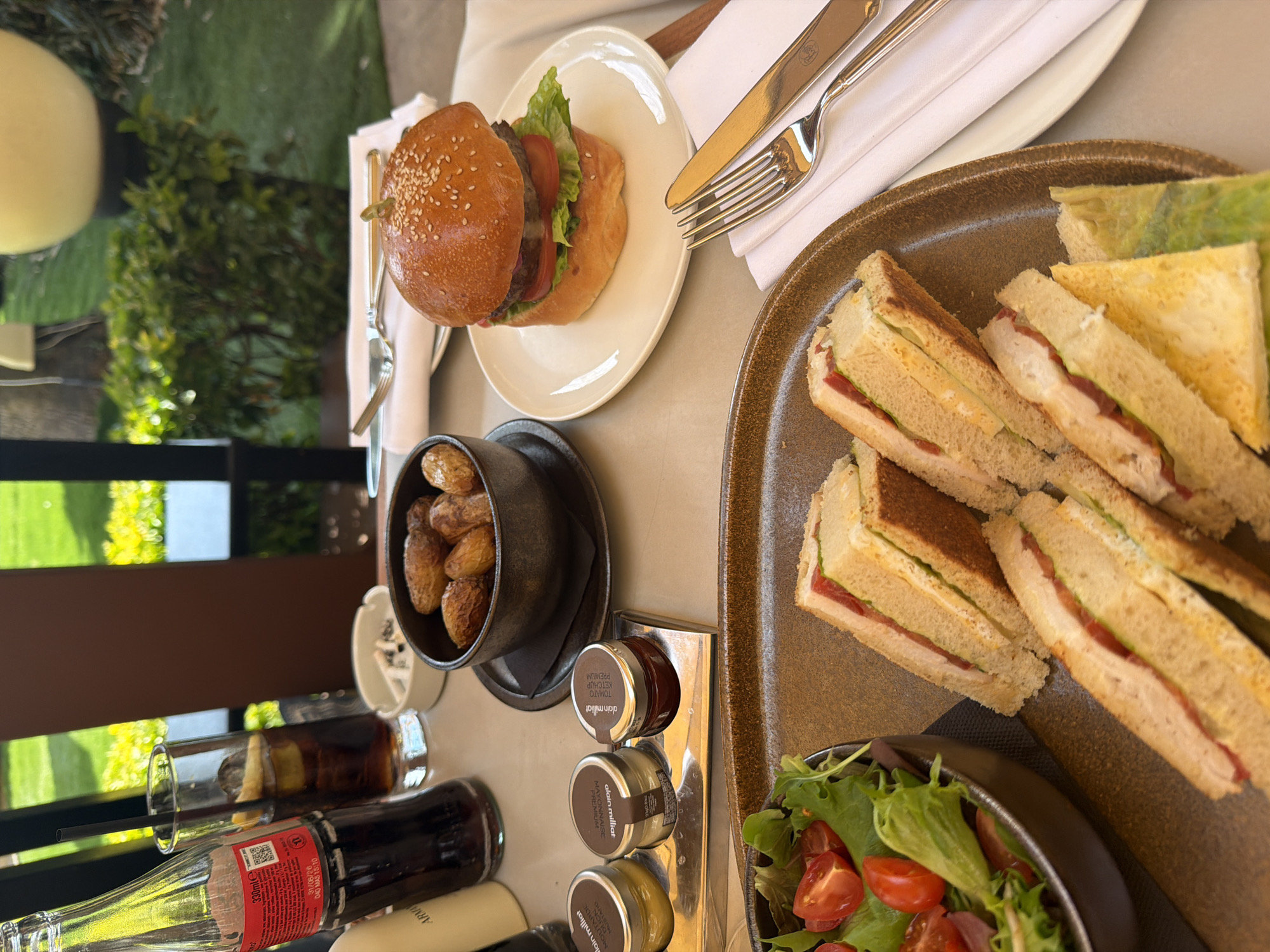 Lunch documented at Cannes outdoor restaurant terrace