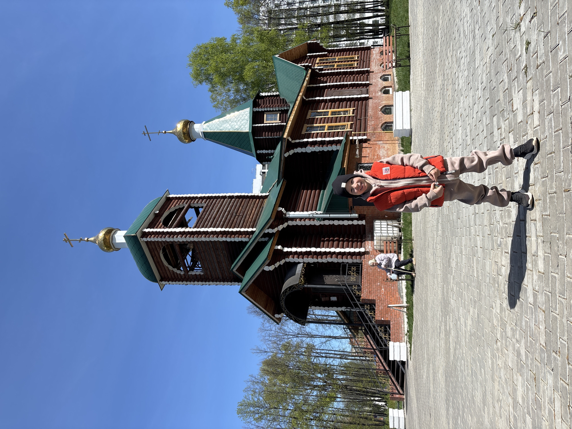 Person photographed at Orthodox church in Chaikovsky, Russia