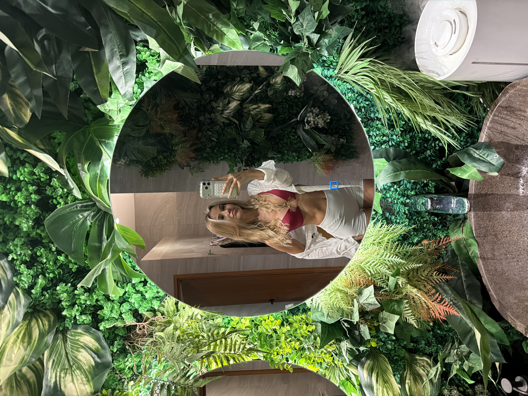Mirror selfies and interiors at a tropical boutique spot in Choeng Thale