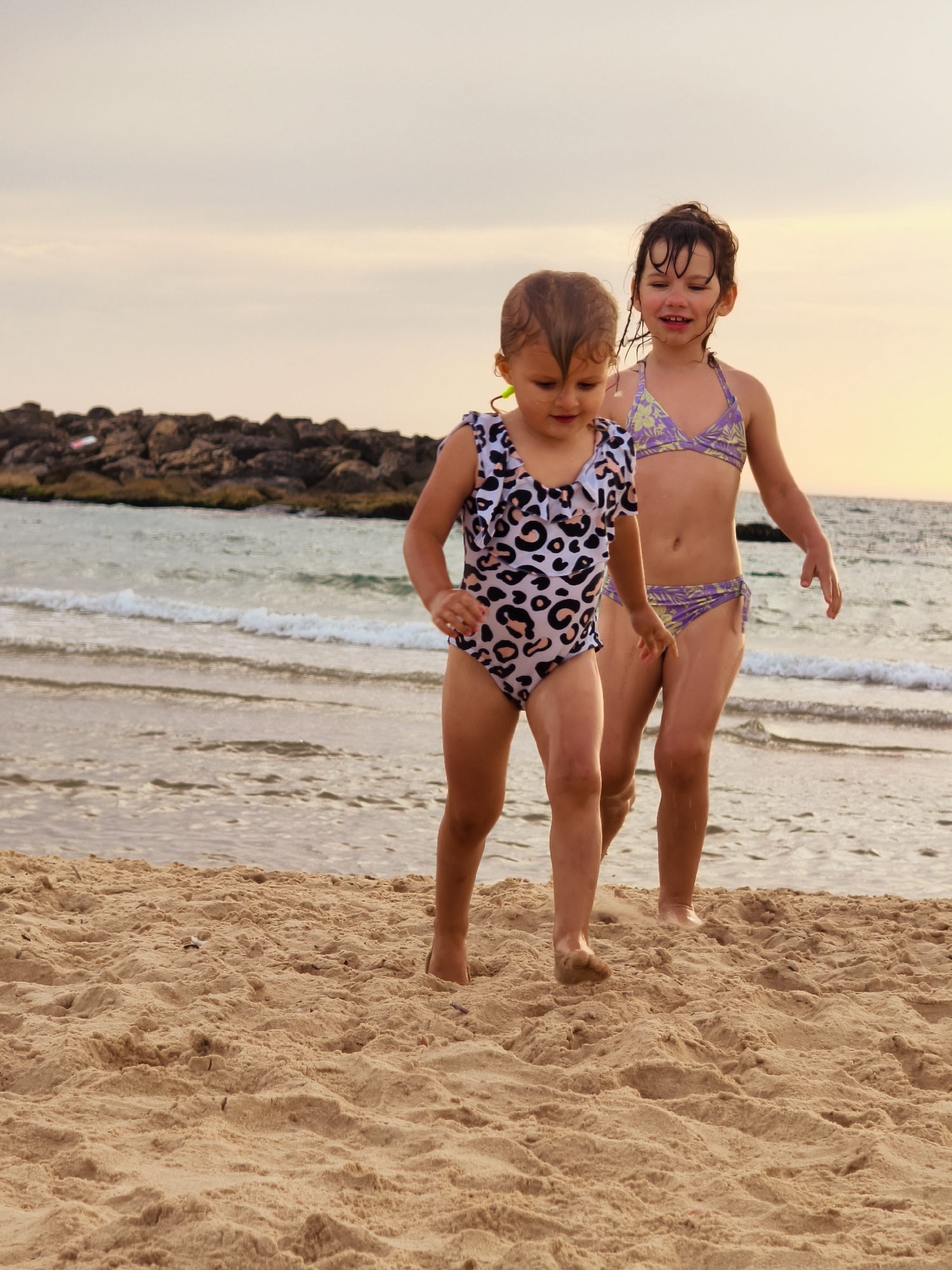 Families enjoy peaceful beach evening in Ashkelon, Israel