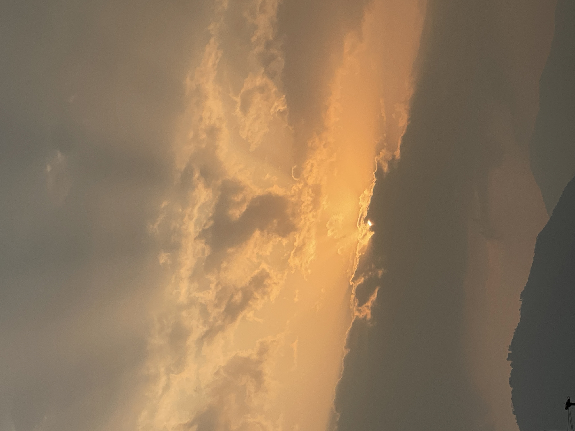 Clouded sunrise captured over Pokhara mountain ranges, Nepal