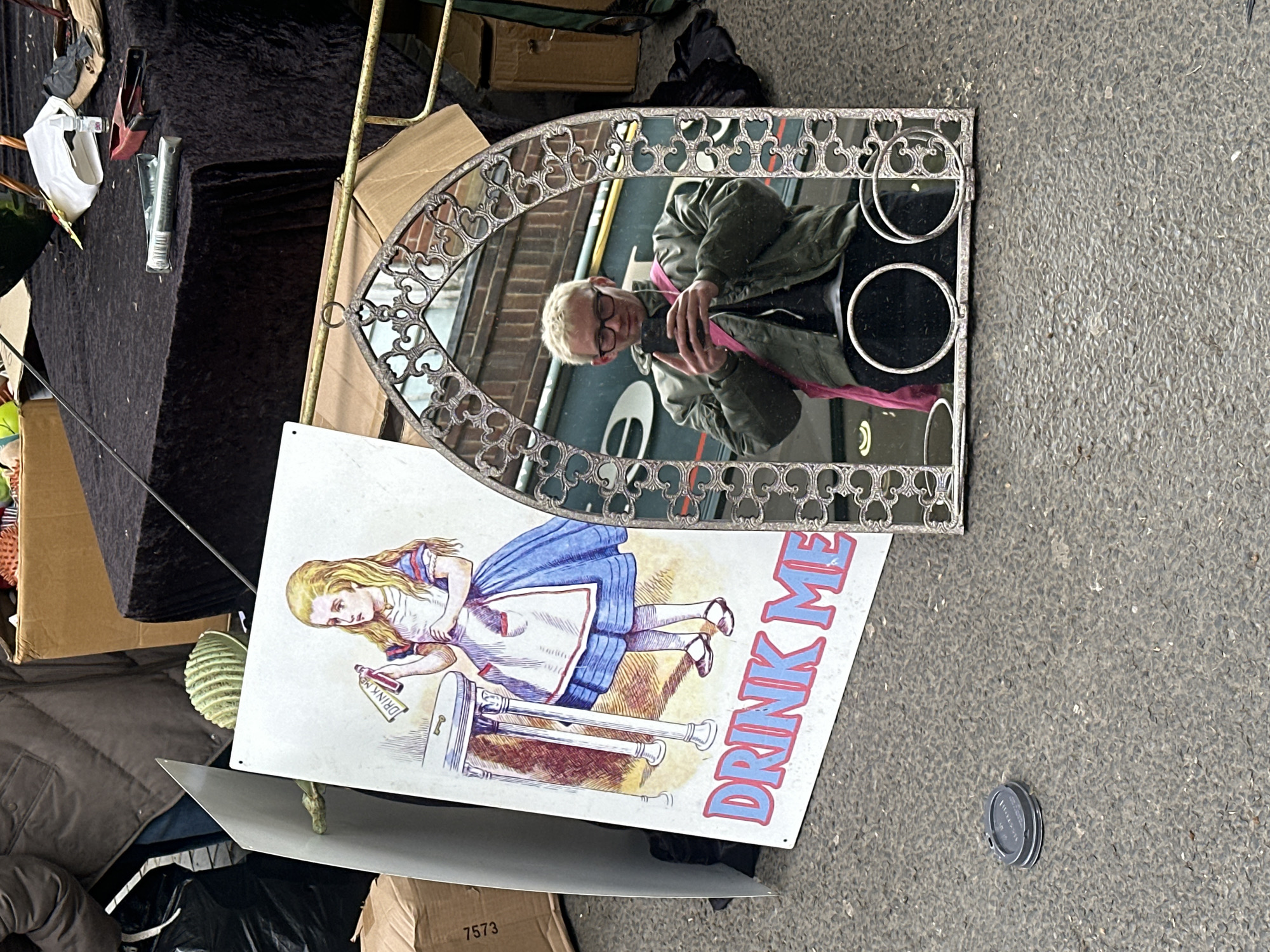 Objects scattered near flower stall in St Albans Market Place