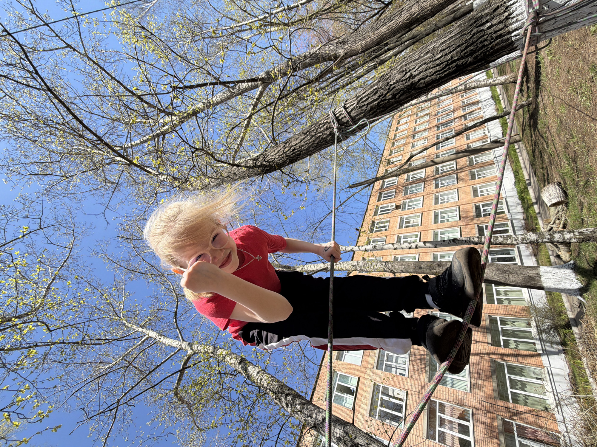Children Play on Rope Obstacles in Izhevsk Park