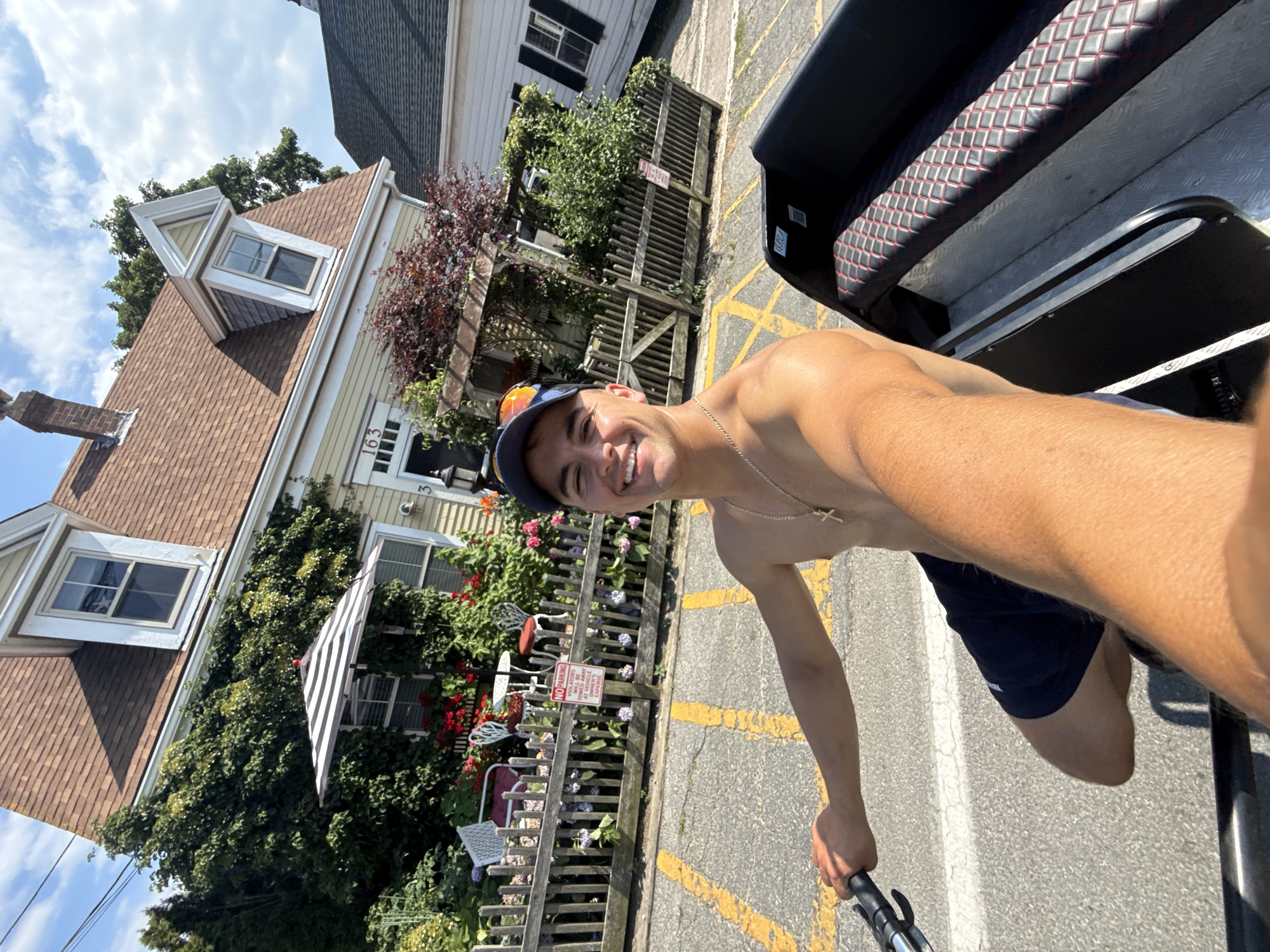 Provincetown streets and a pedicab on the Fourth of July