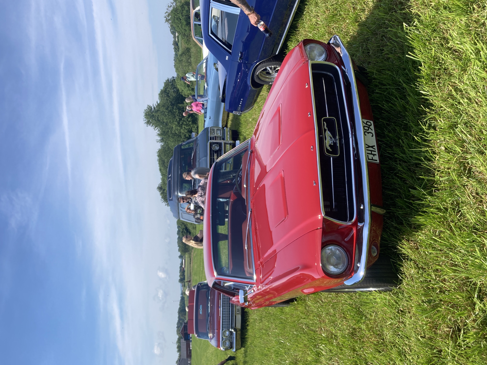 Classic American cars fill a Swedish summer show field