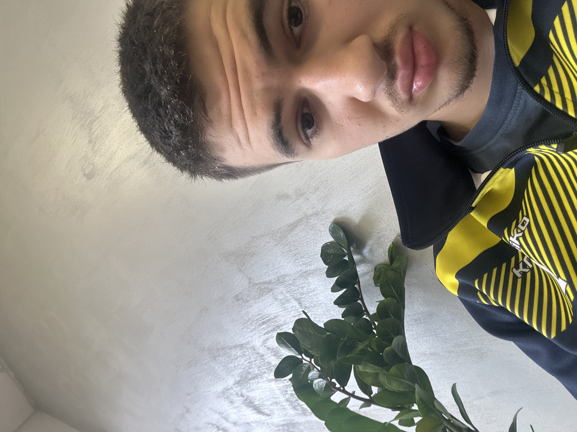 Man takes selfie with plant in Sofia