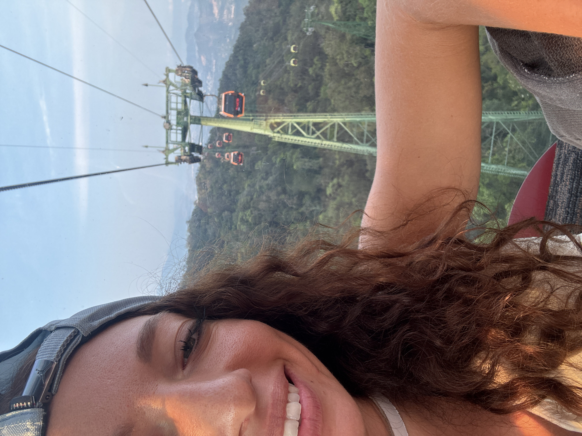 Woman rides cable car at Bà Nà Hills, Vietnam