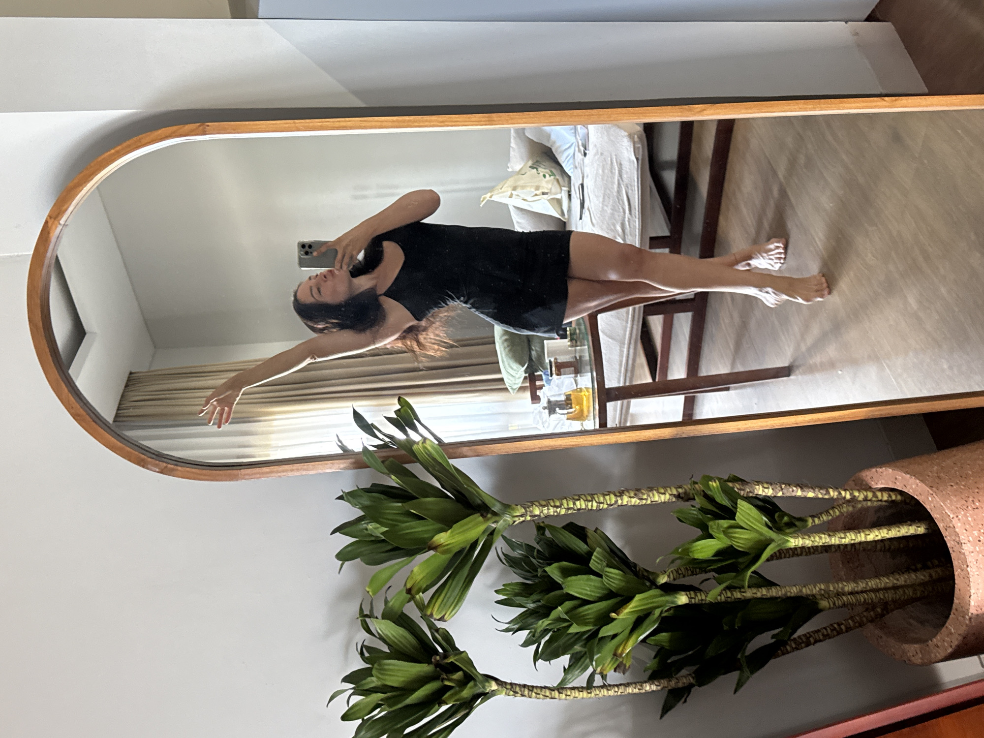 Mirror selfie session in a North Kuta bedroom, Bali
