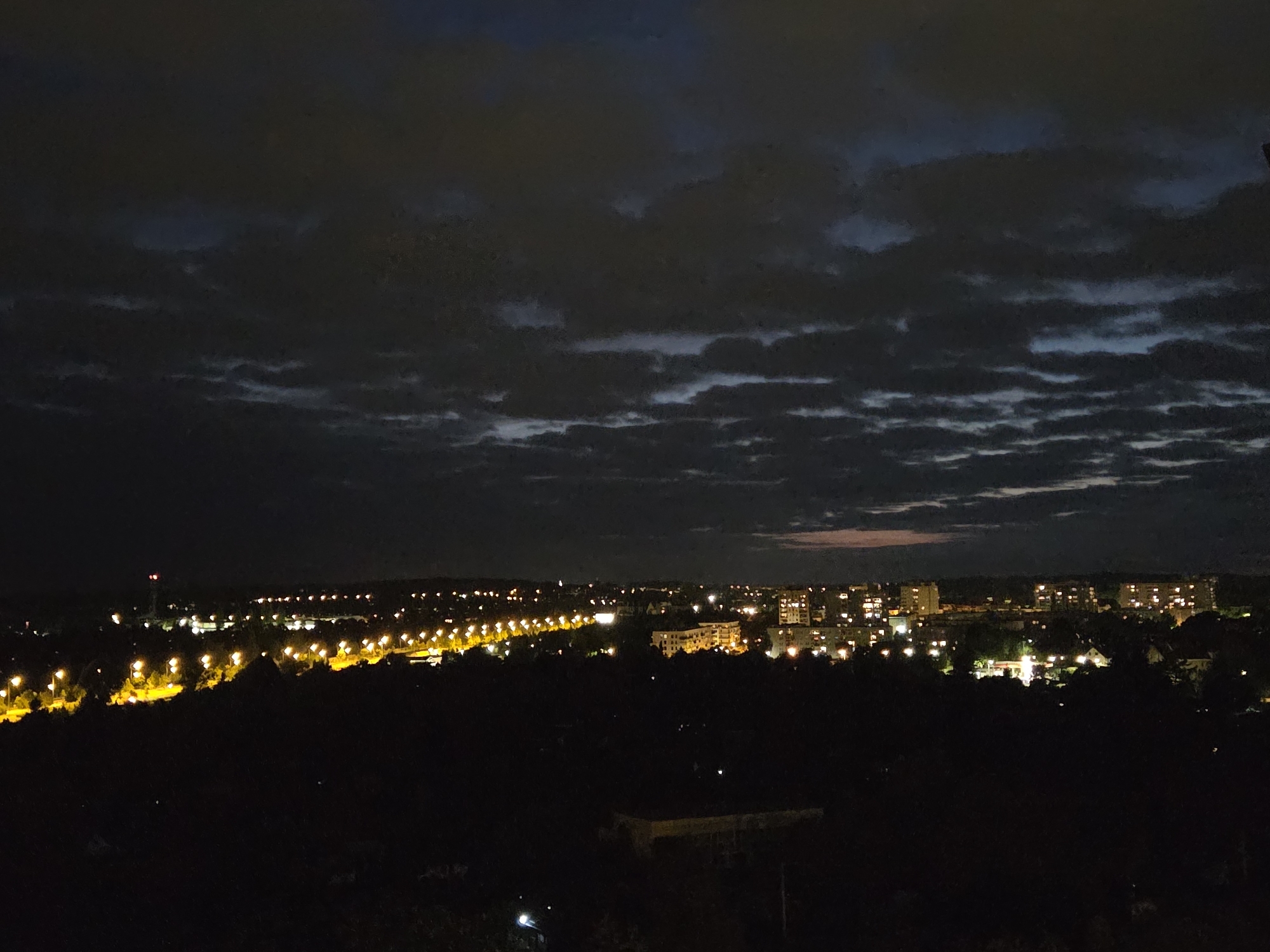 Nighttime cityscape views captured in Szczecin, Poland