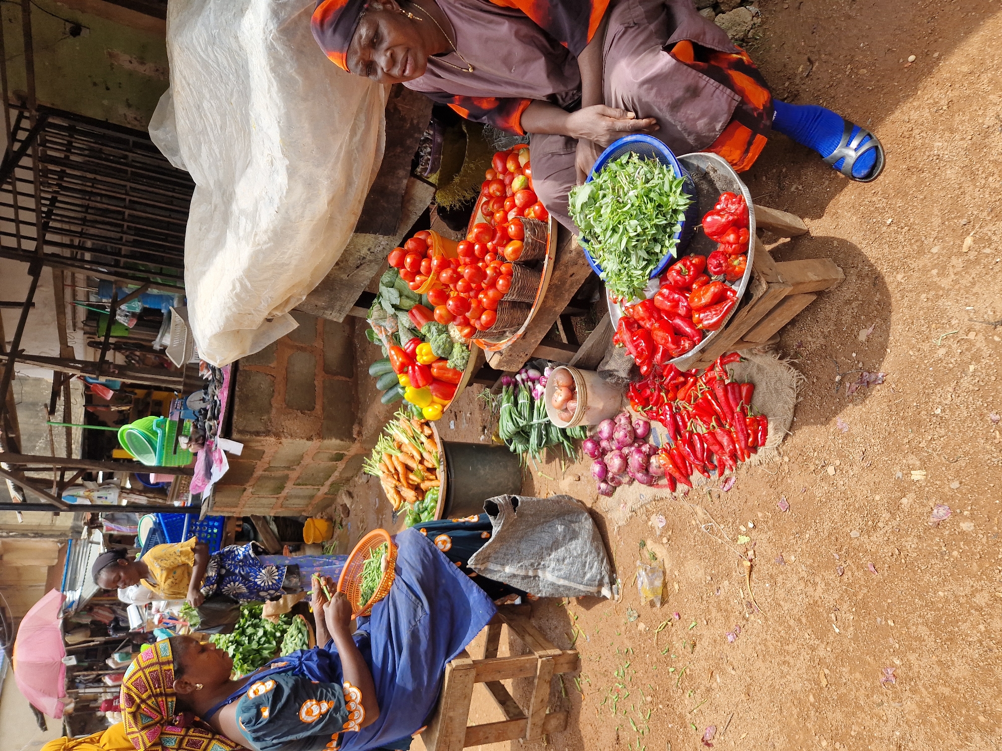 Street market activity and vendors in Jos, Nigeria