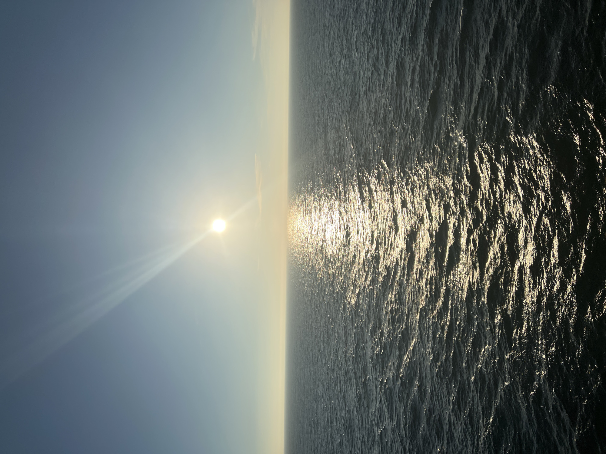 Sun glinting off the open ocean near Taiwan's coast