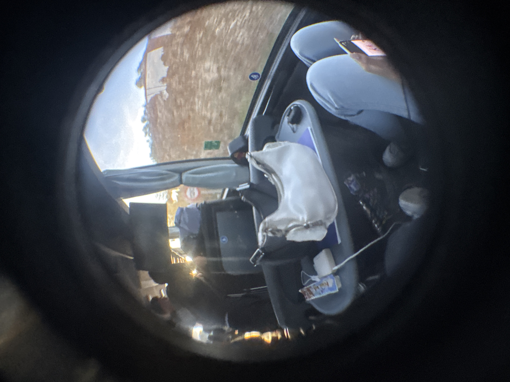 Taxi interior documented in Spanish village during morning hours