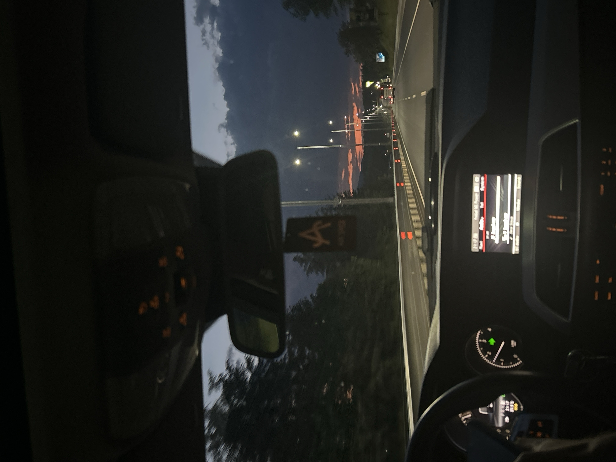 Evening highway drive captured near Blagoevgrad, Bulgaria
