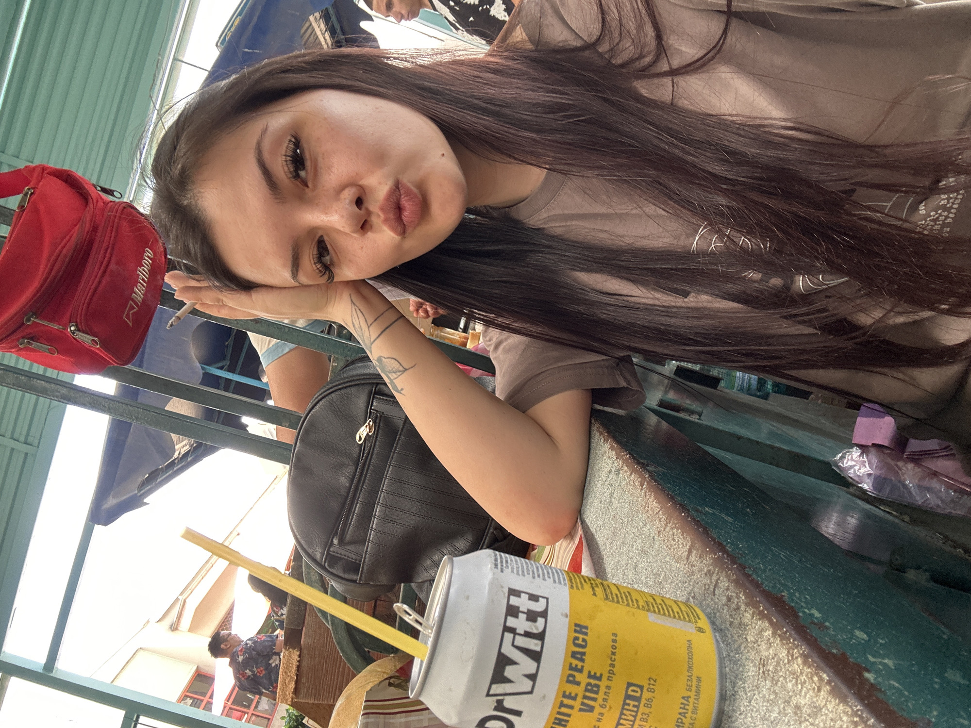 Selfie series at a Sliven outdoor market with Dr. Witt in hand