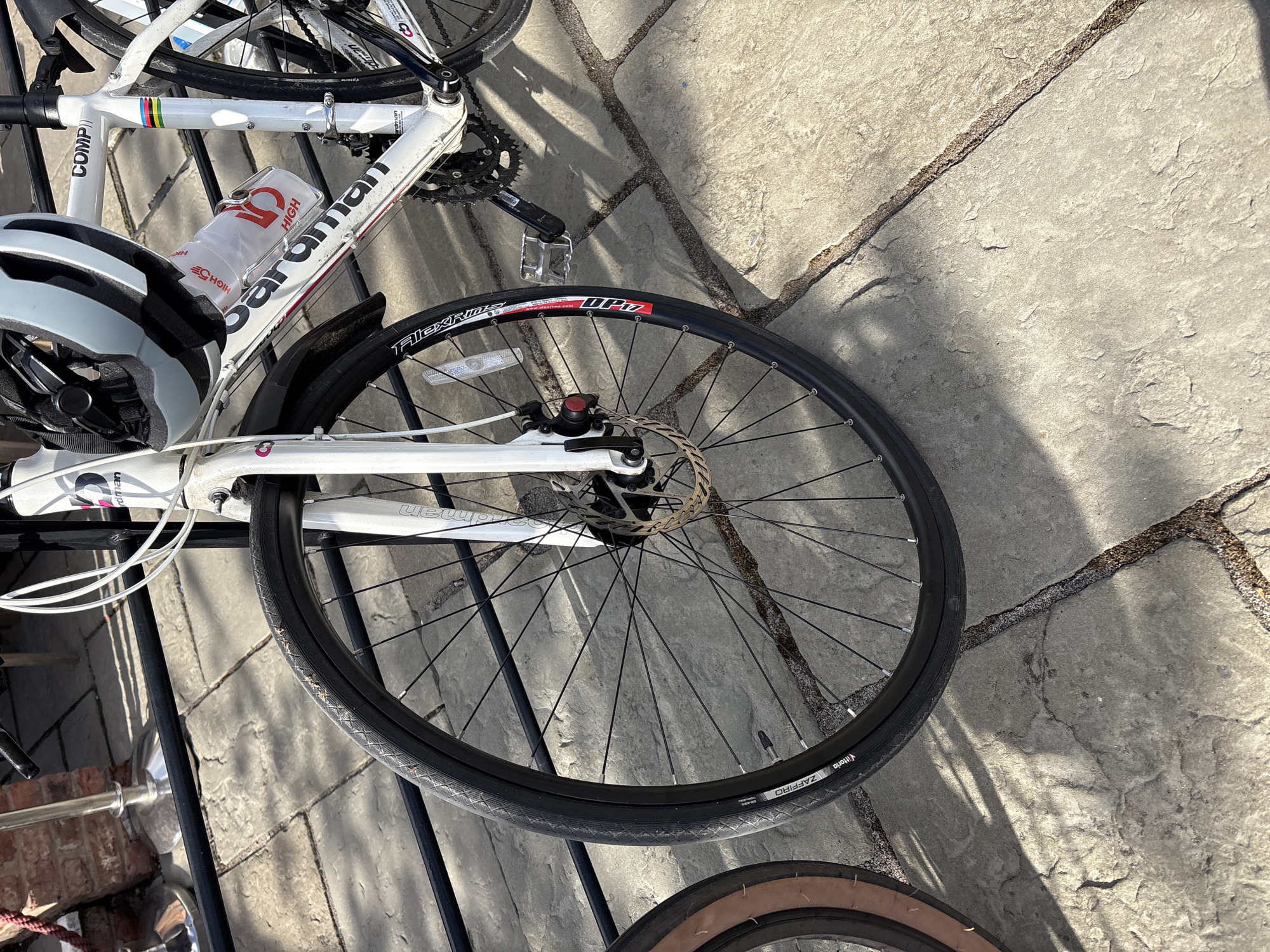 Road bike with helmet spotted in Trafford
