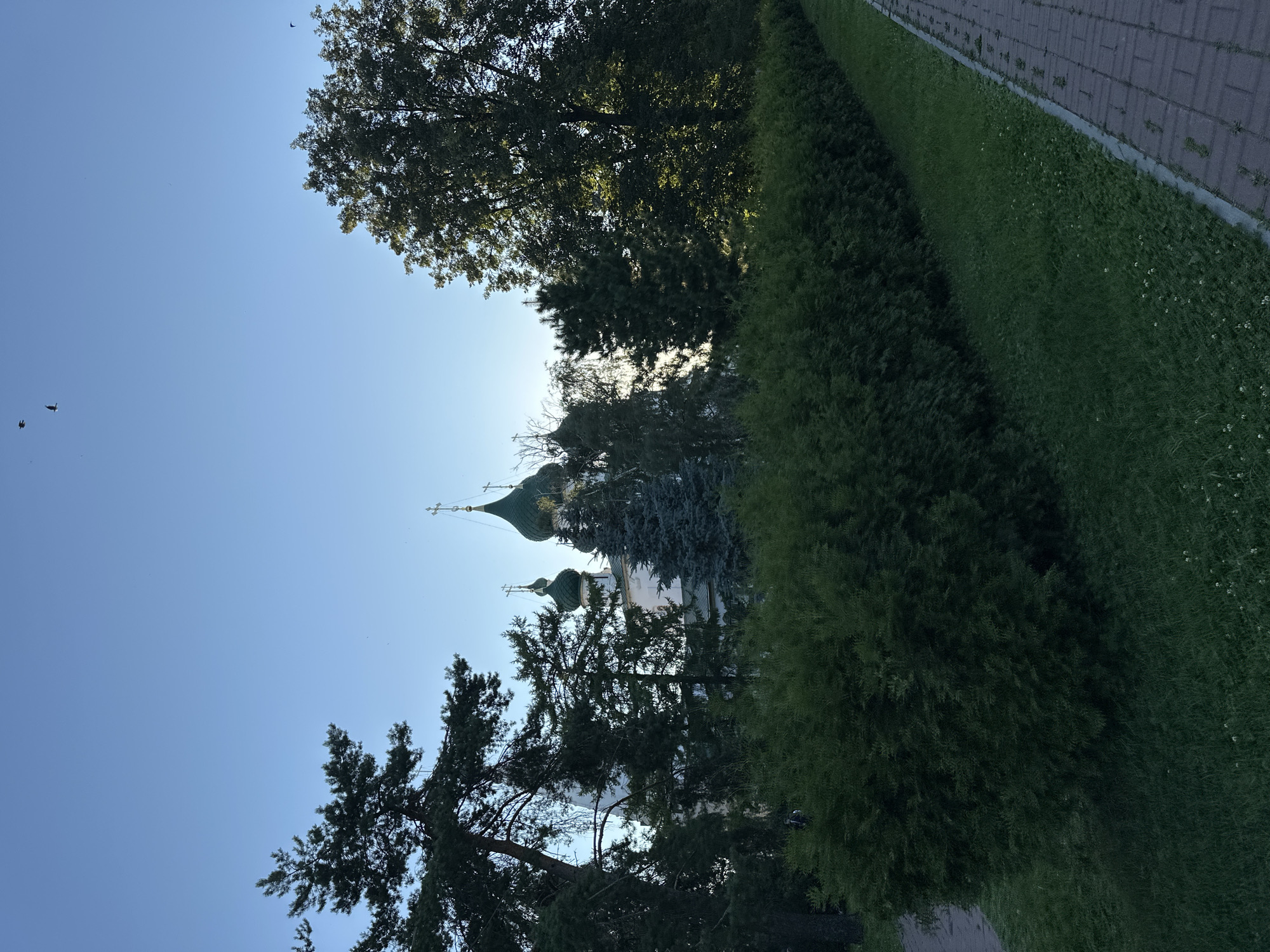 Arkhangelsk cathedral grounds on a sunny summer afternoon