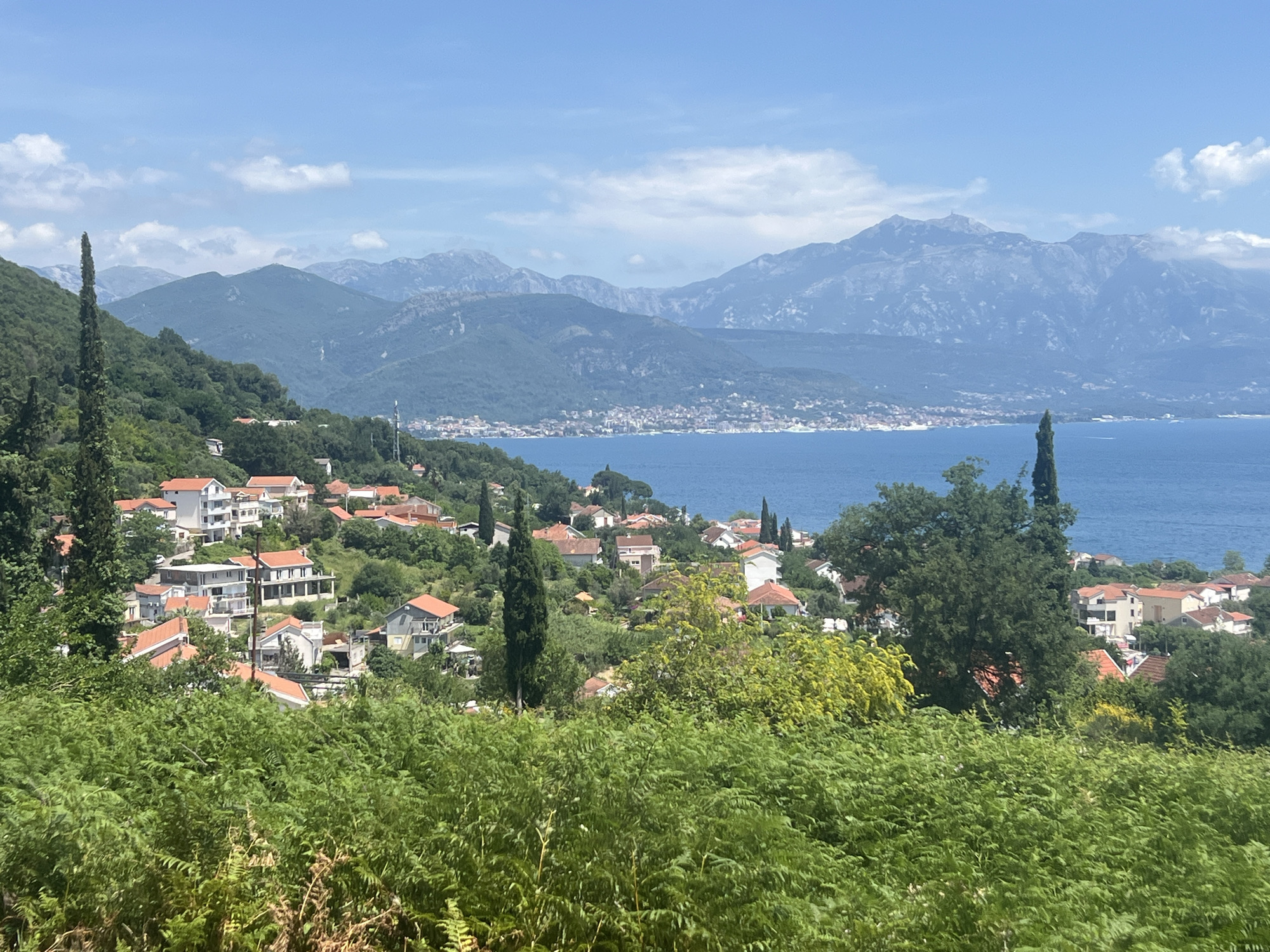 Cruise ship sails through Bay of Kotor, Montenegro