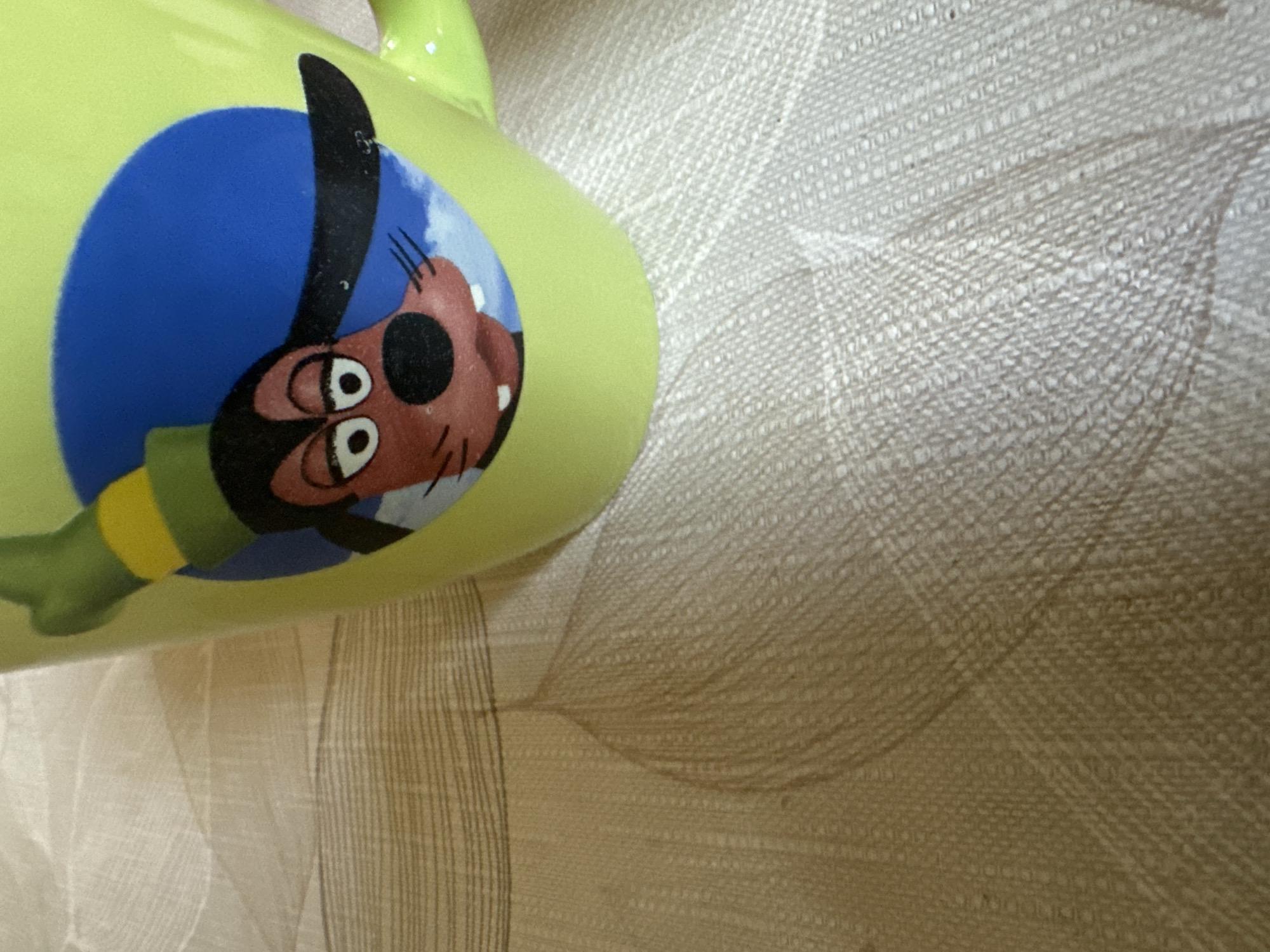 Goofy Disney mug on a tablecloth in Varna
