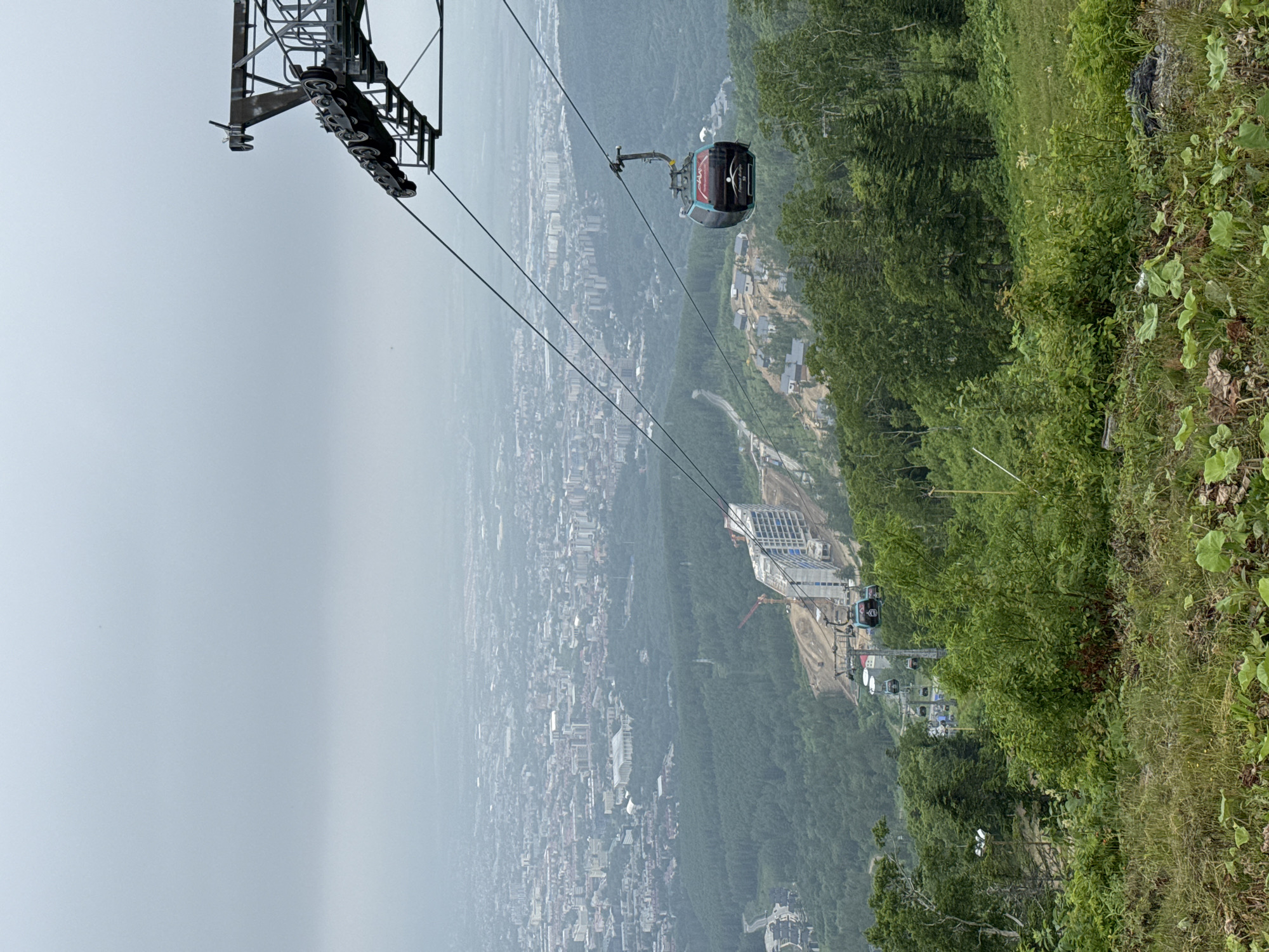 Cable car overlook above Yuzhno-Sakhalinsk on a grey day