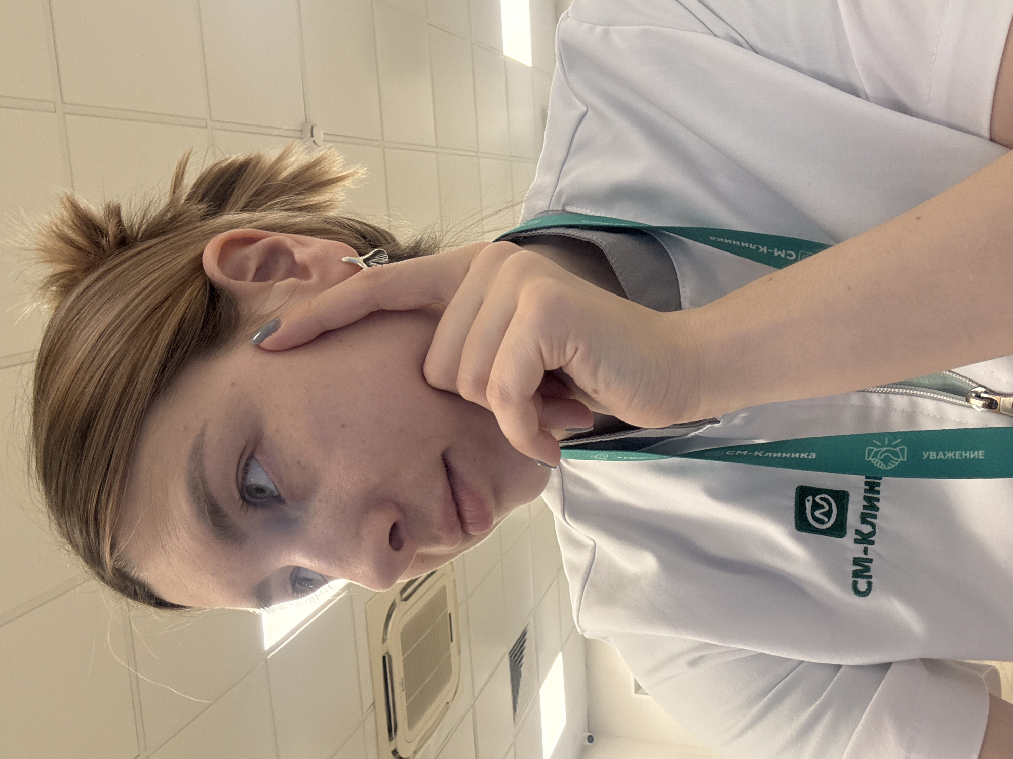Healthcare worker documented during routine medical facility operations