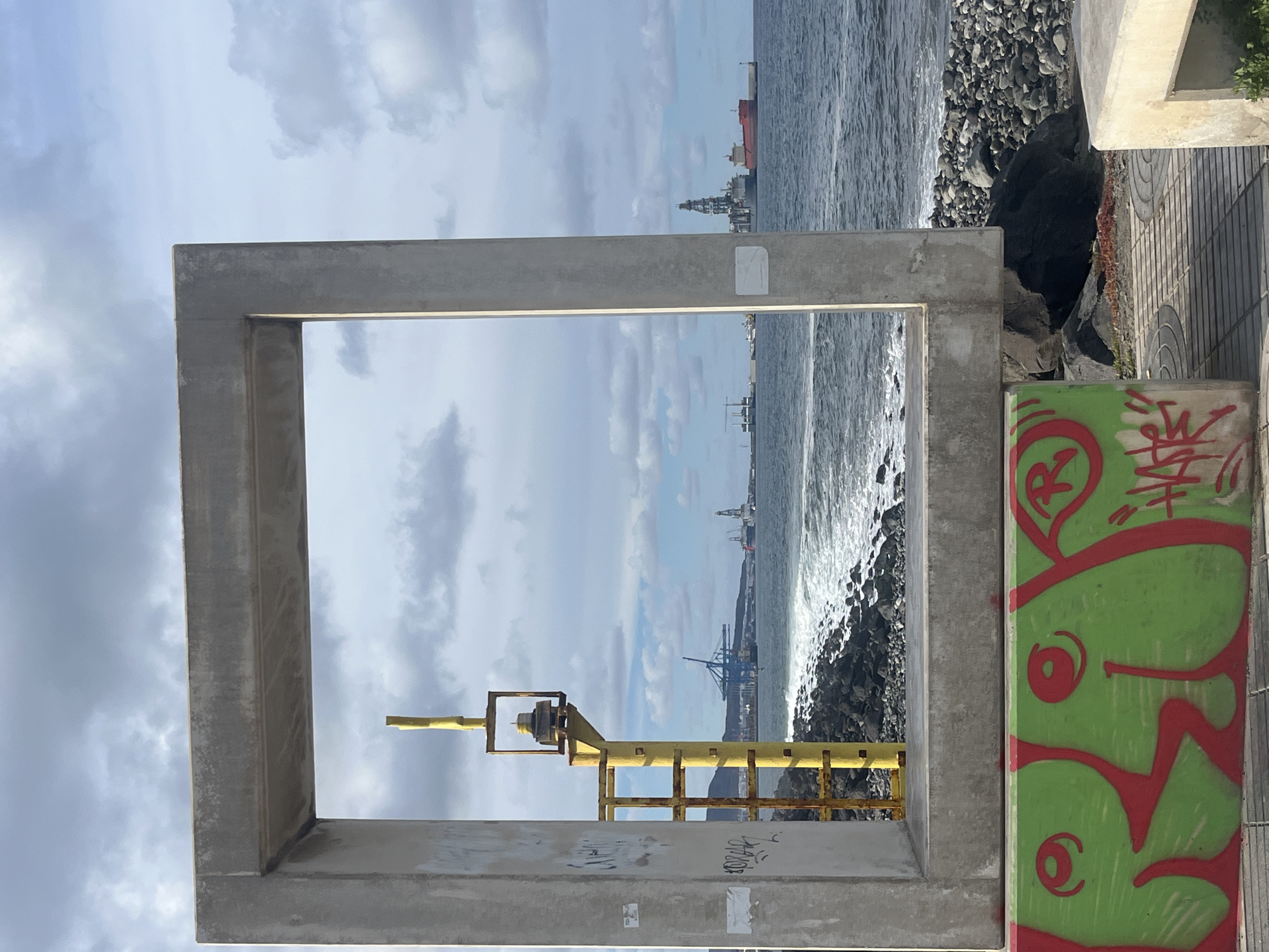 Concrete frame structure observed near Las Palmas coastline