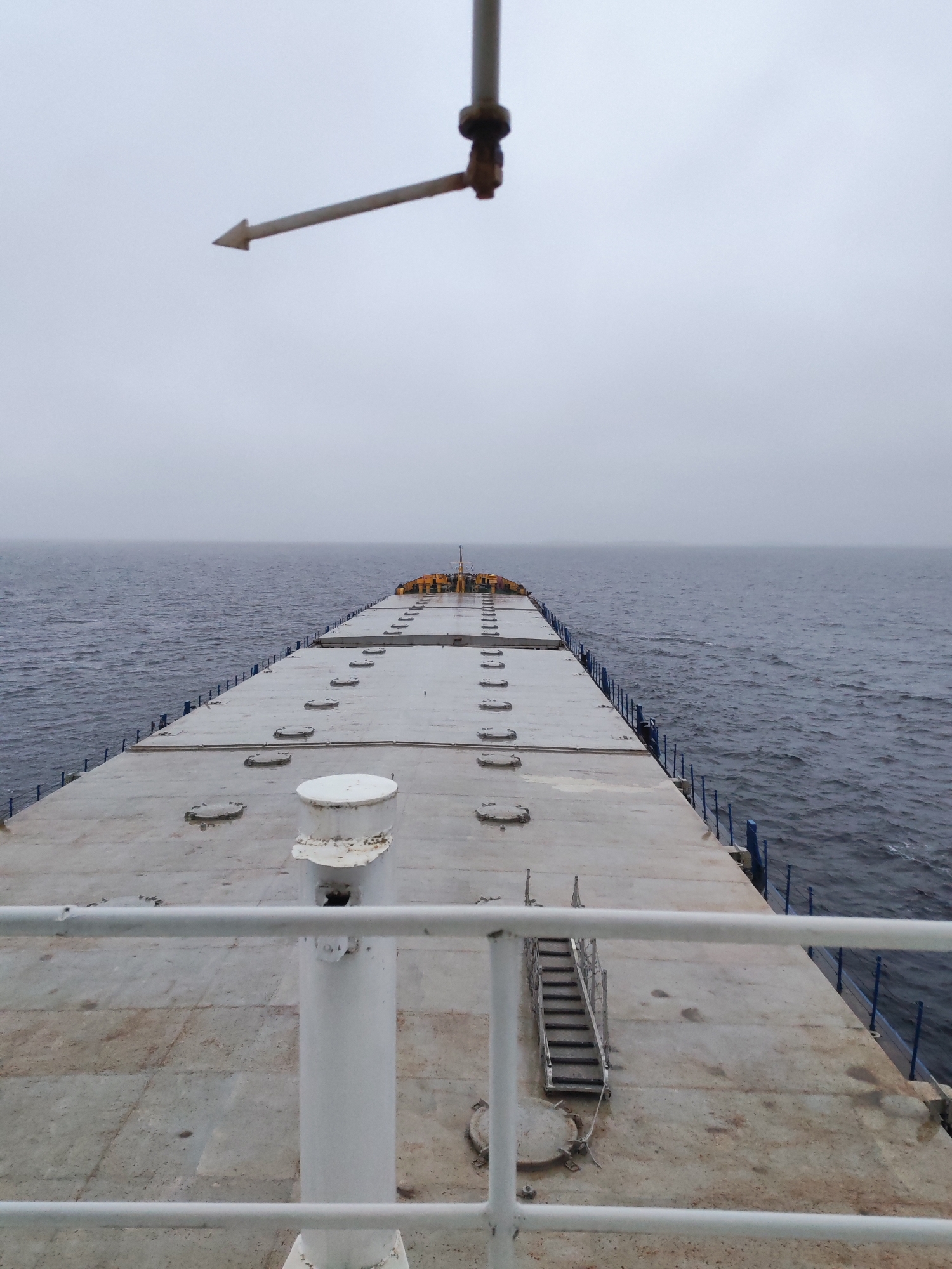 Overcast conditions observed from bulk carrier deck near Shal'skii