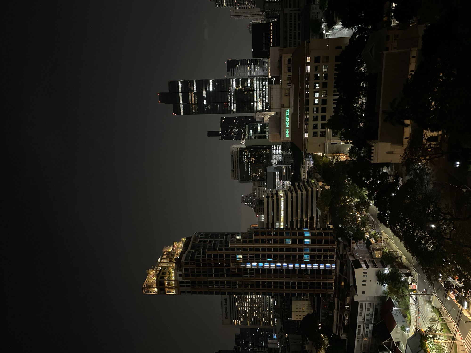 Bangkok nighttime cityscape documented from elevated perspectives